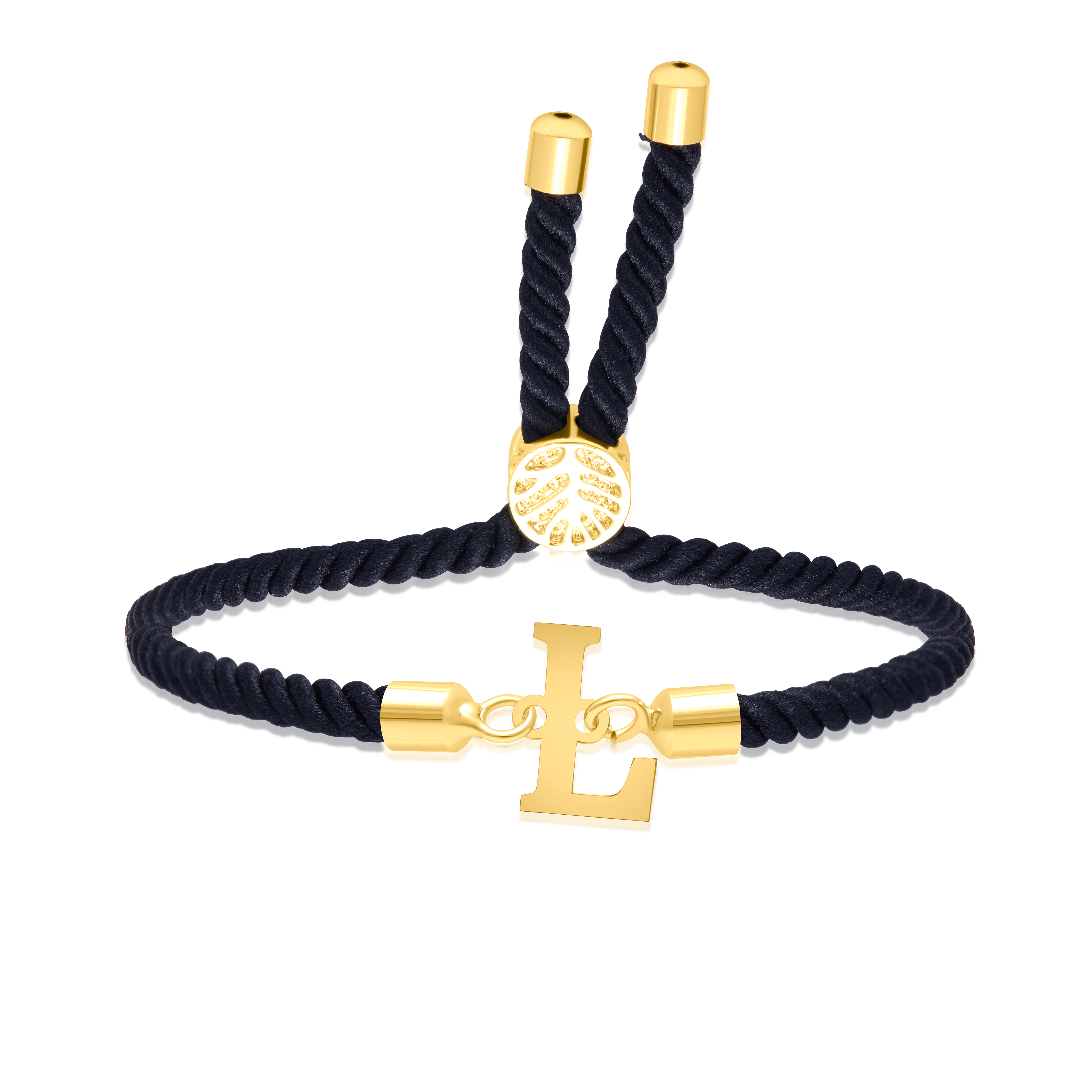 18K Pure Gold Thread Adjustable Letter L Bracelet