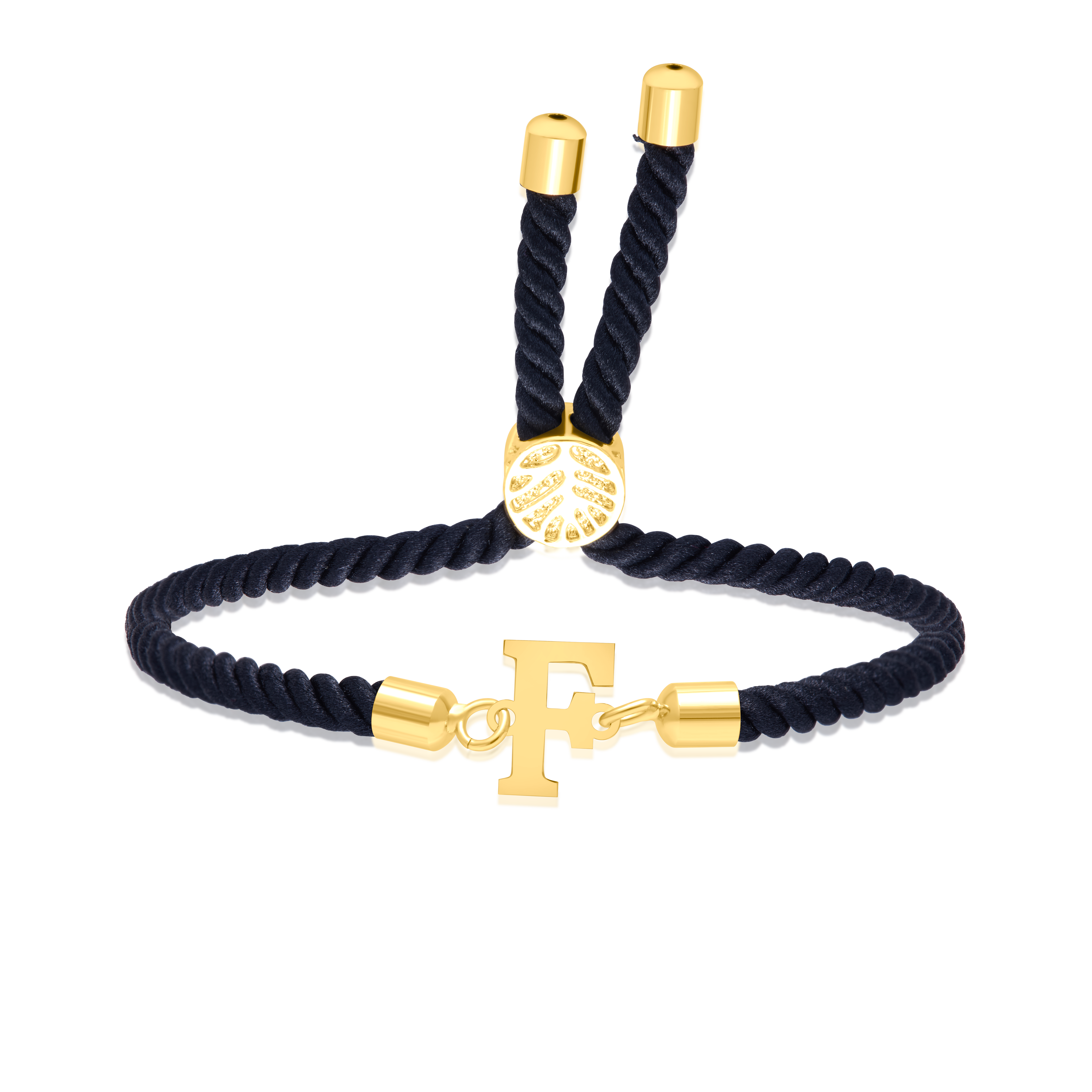 18K Pure Gold Thread Adjustable Letter F Bracelet