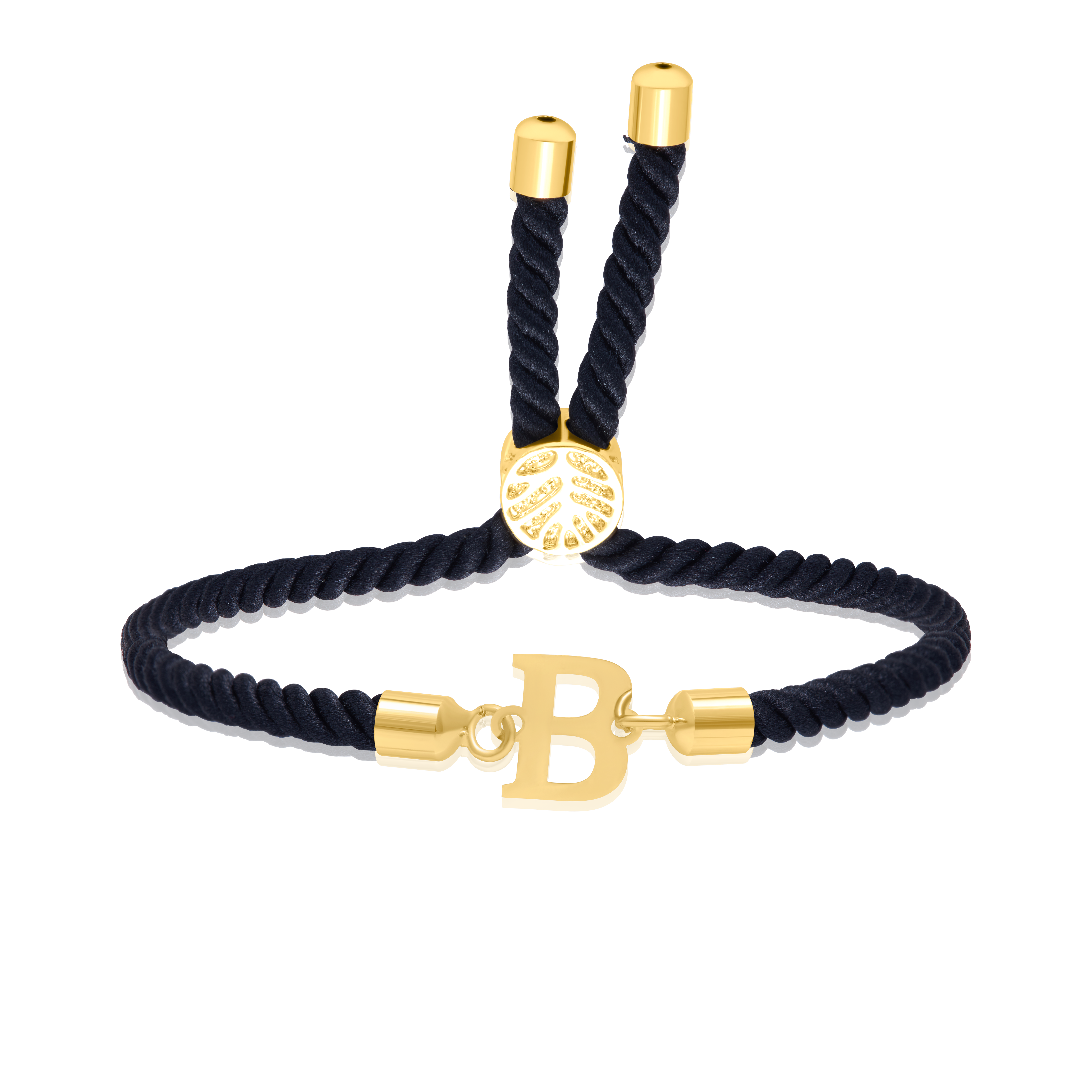 18K Pure Gold Thread Adjustable Letter B Bracelet