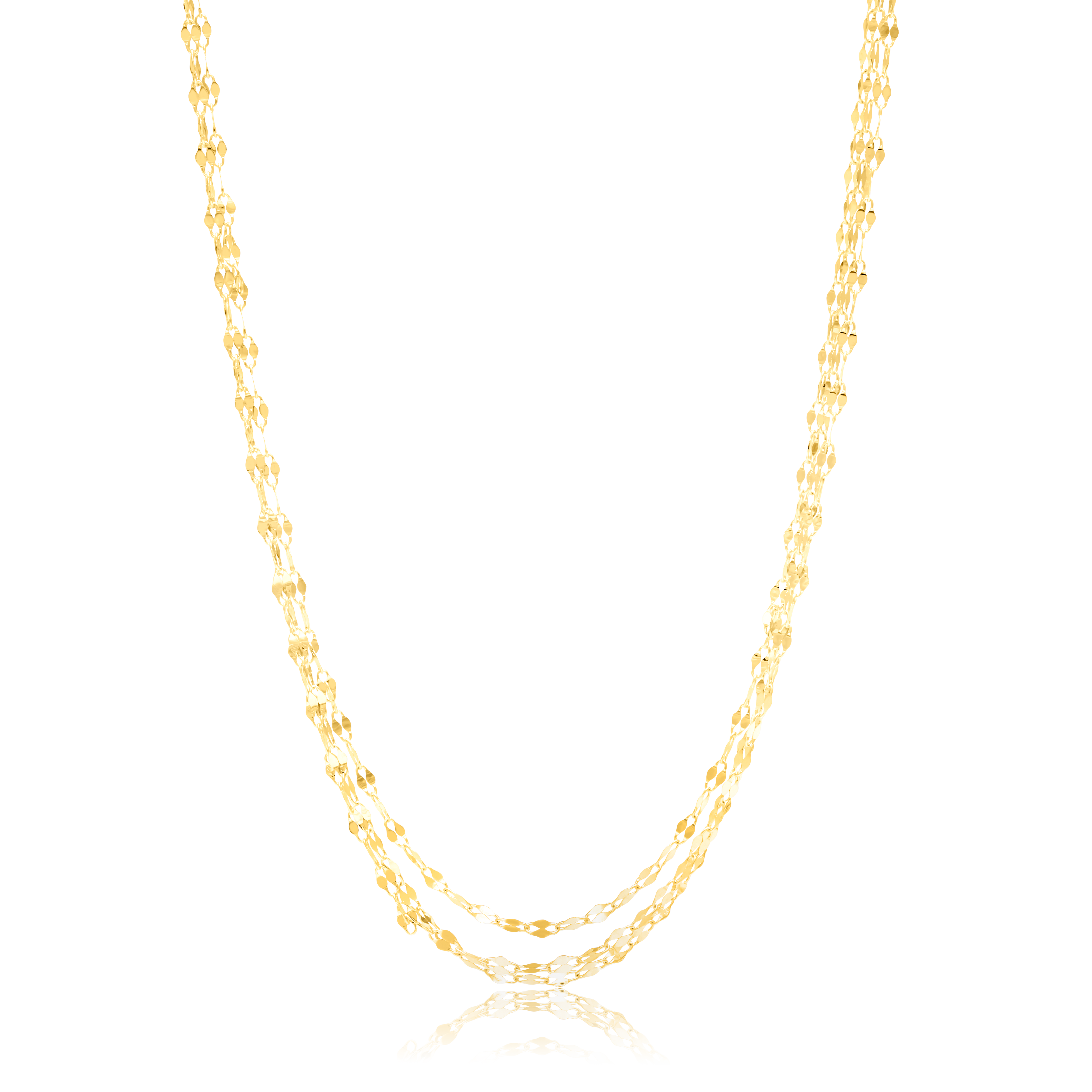18K Pure Gold Multi Layer Mirror Necklace