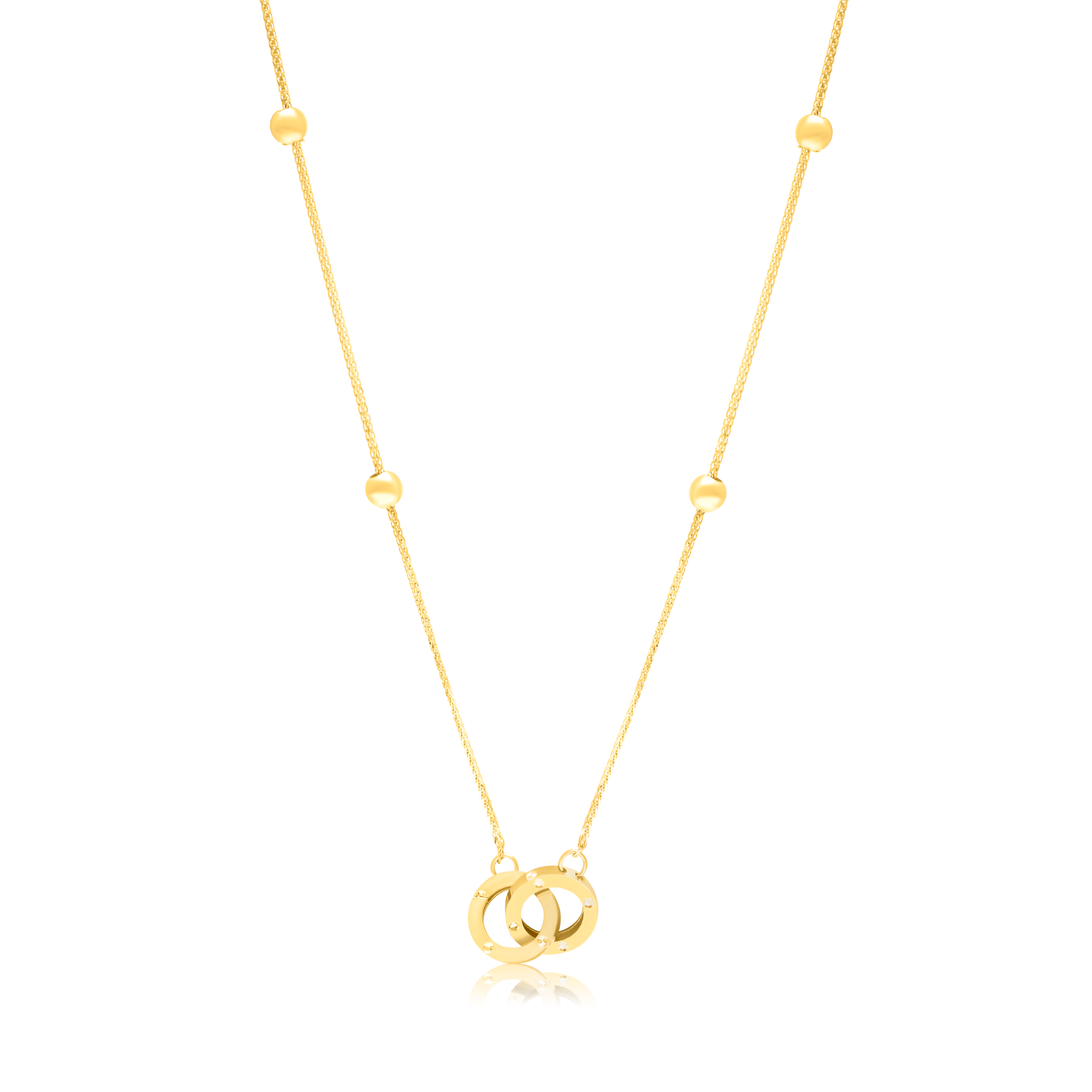 18K Pure Gold 2 Round Locked Seed Necklace