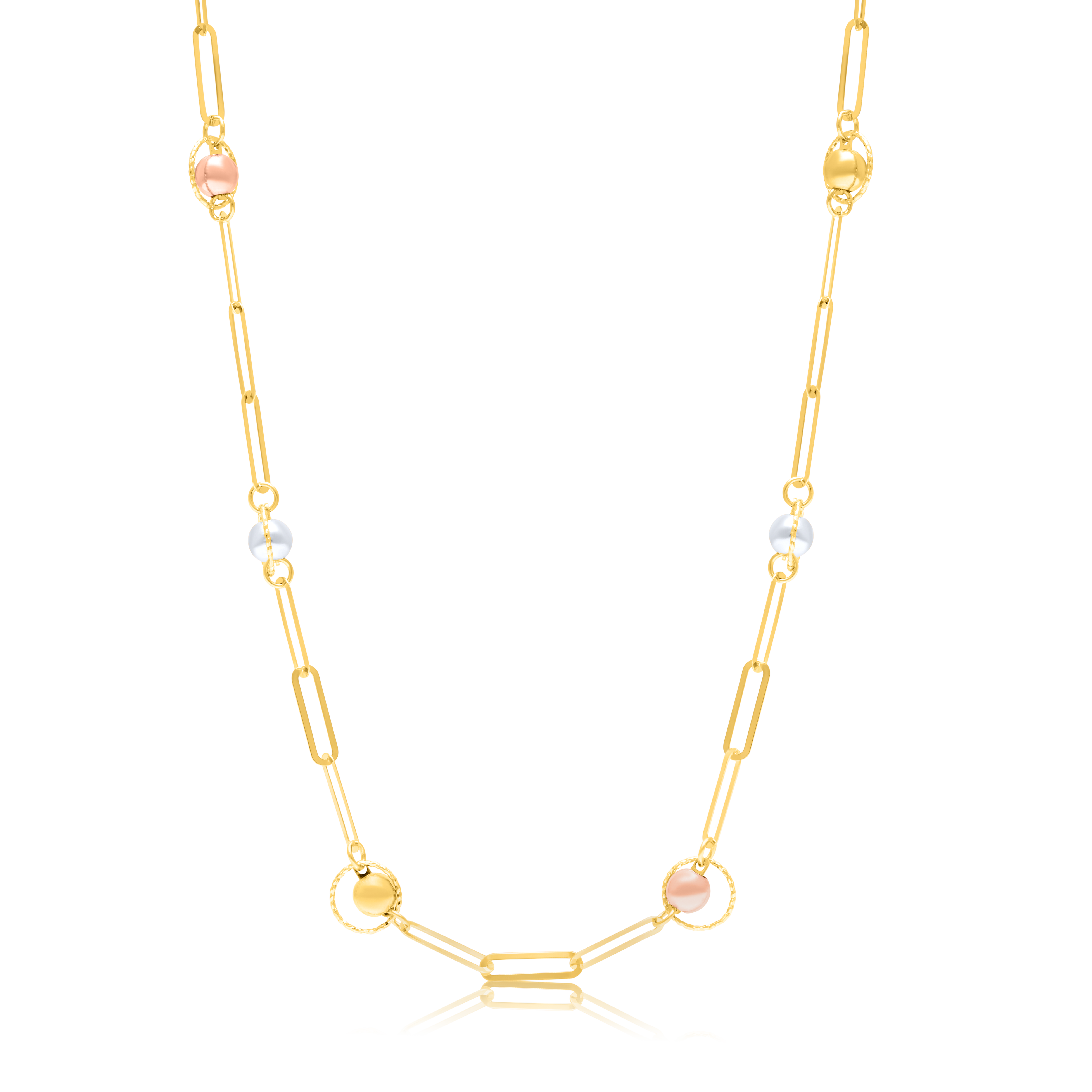 18K Pure Gold Linked Multicolor Seed Necklace