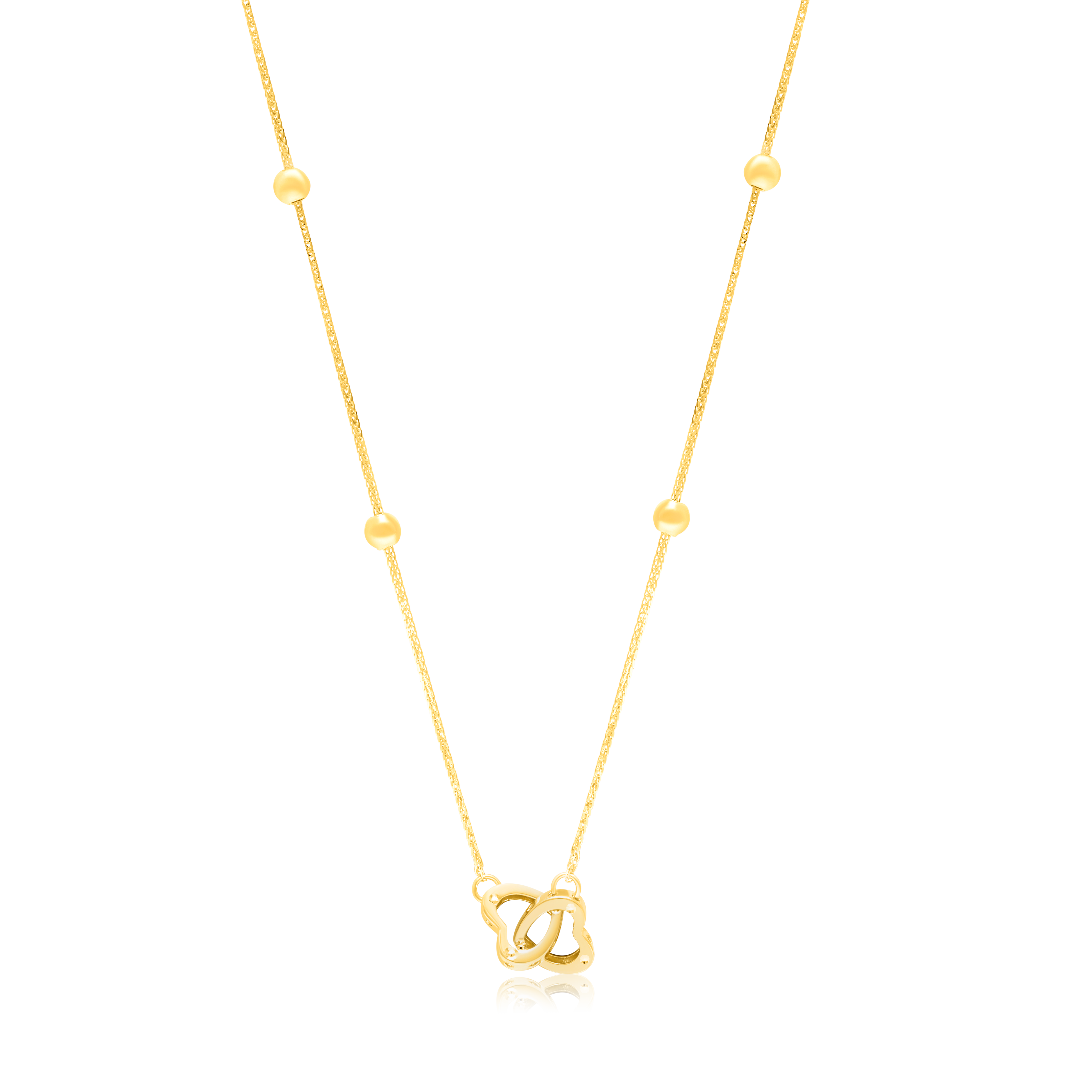 18K Pure Gold 2 Heart Locked Seed Necklace