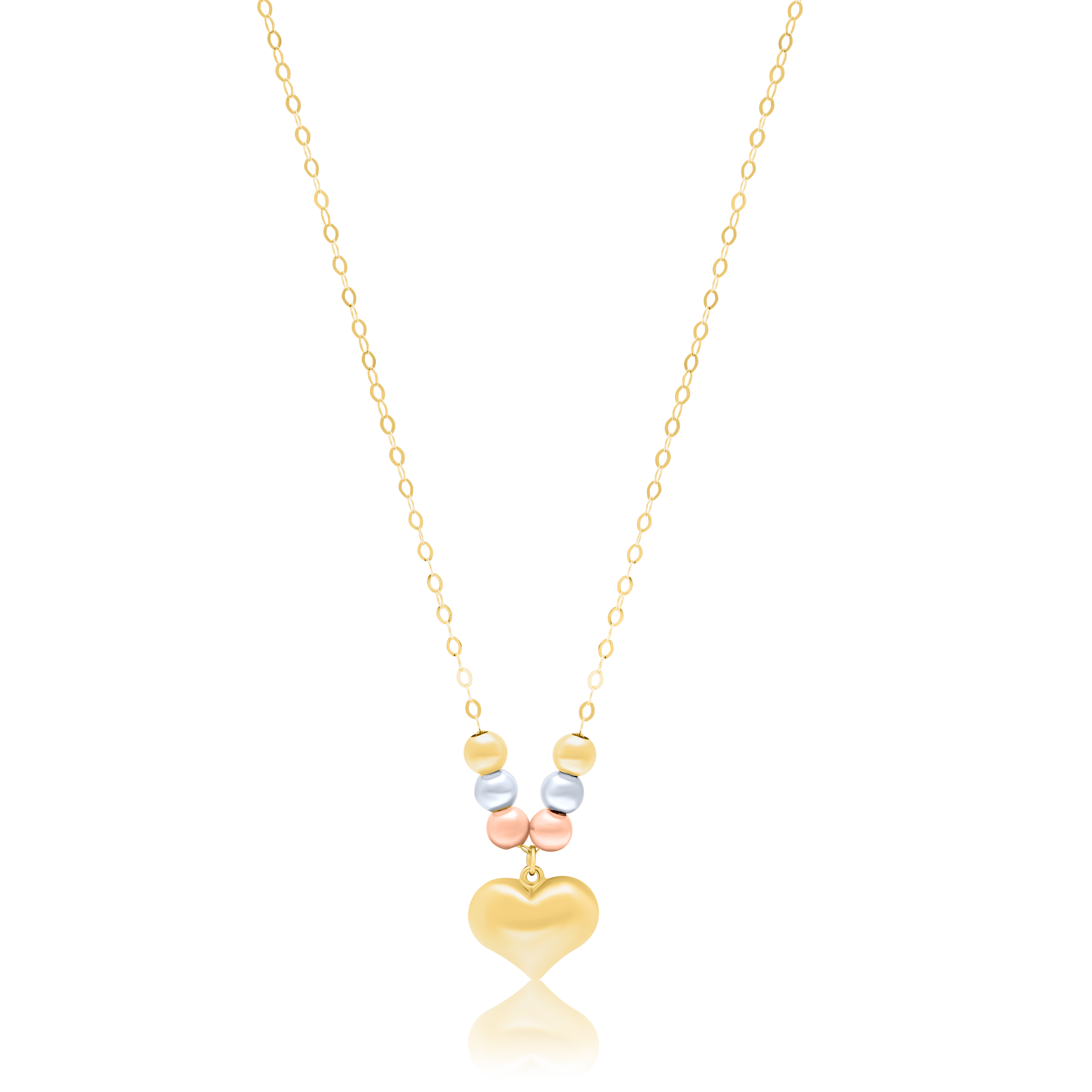 18K Pure Gold Heart Multicolor Seed Necklace