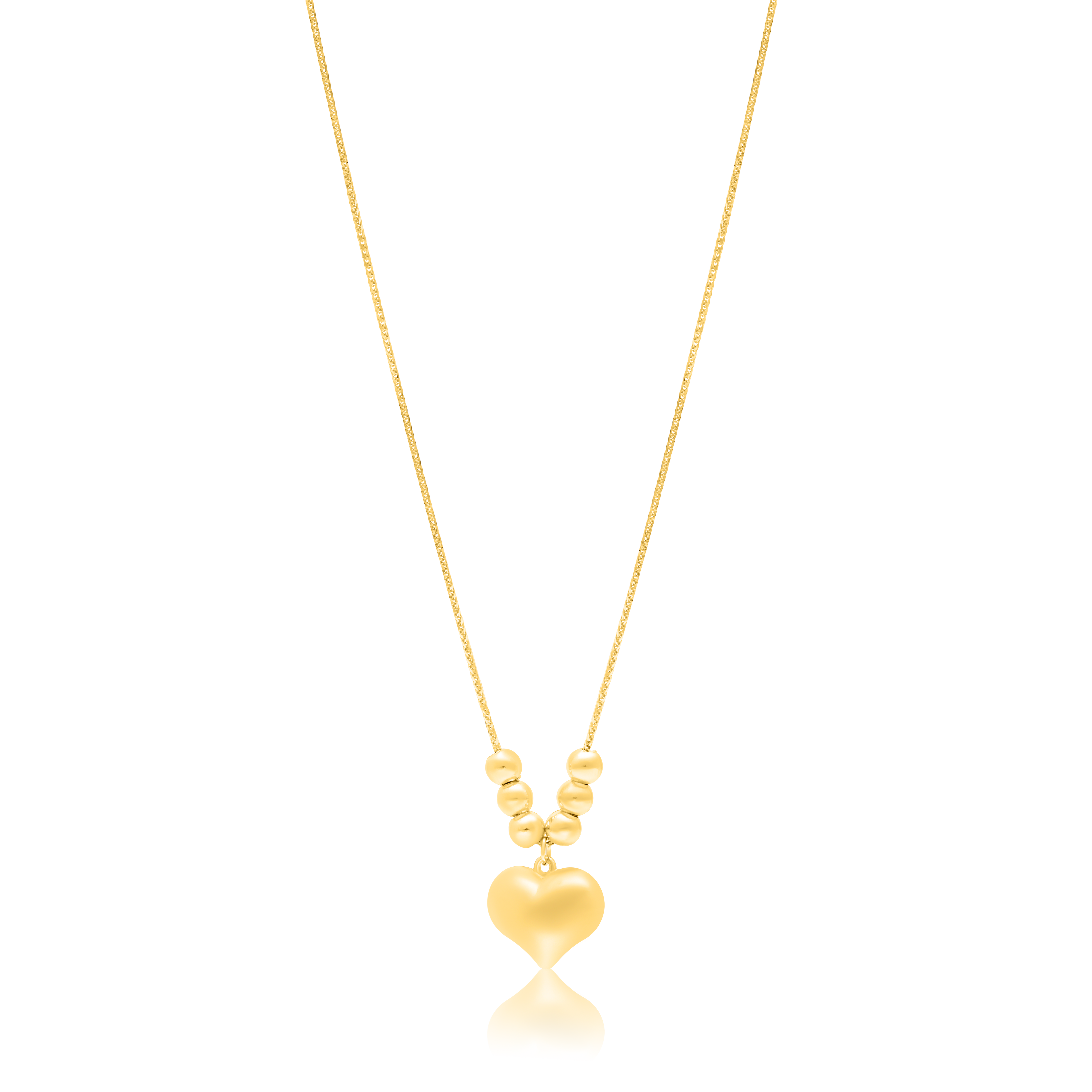 18K Pure Gold Heart Seed Necklace