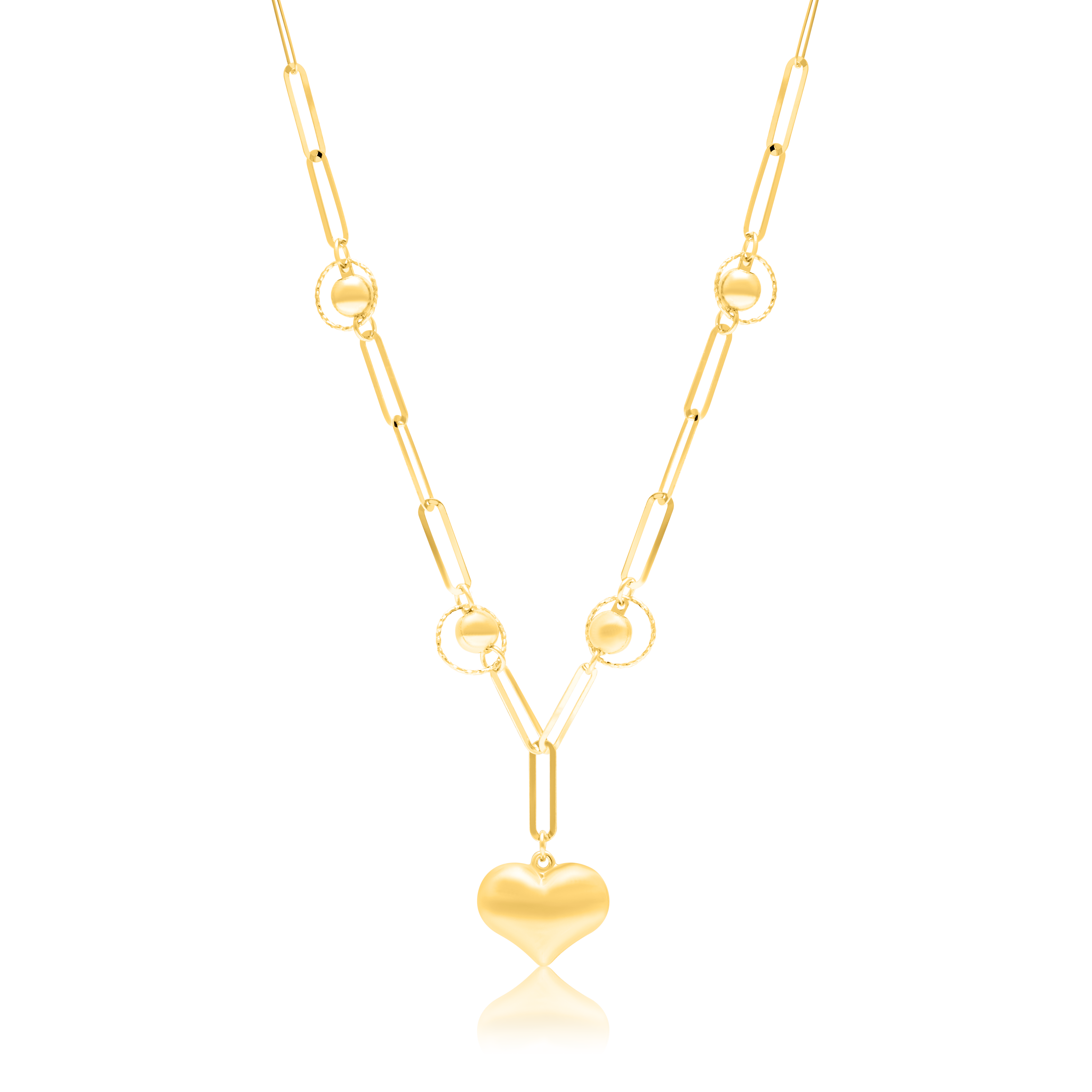18K Pure Gold Linked Seed Heart Necklace