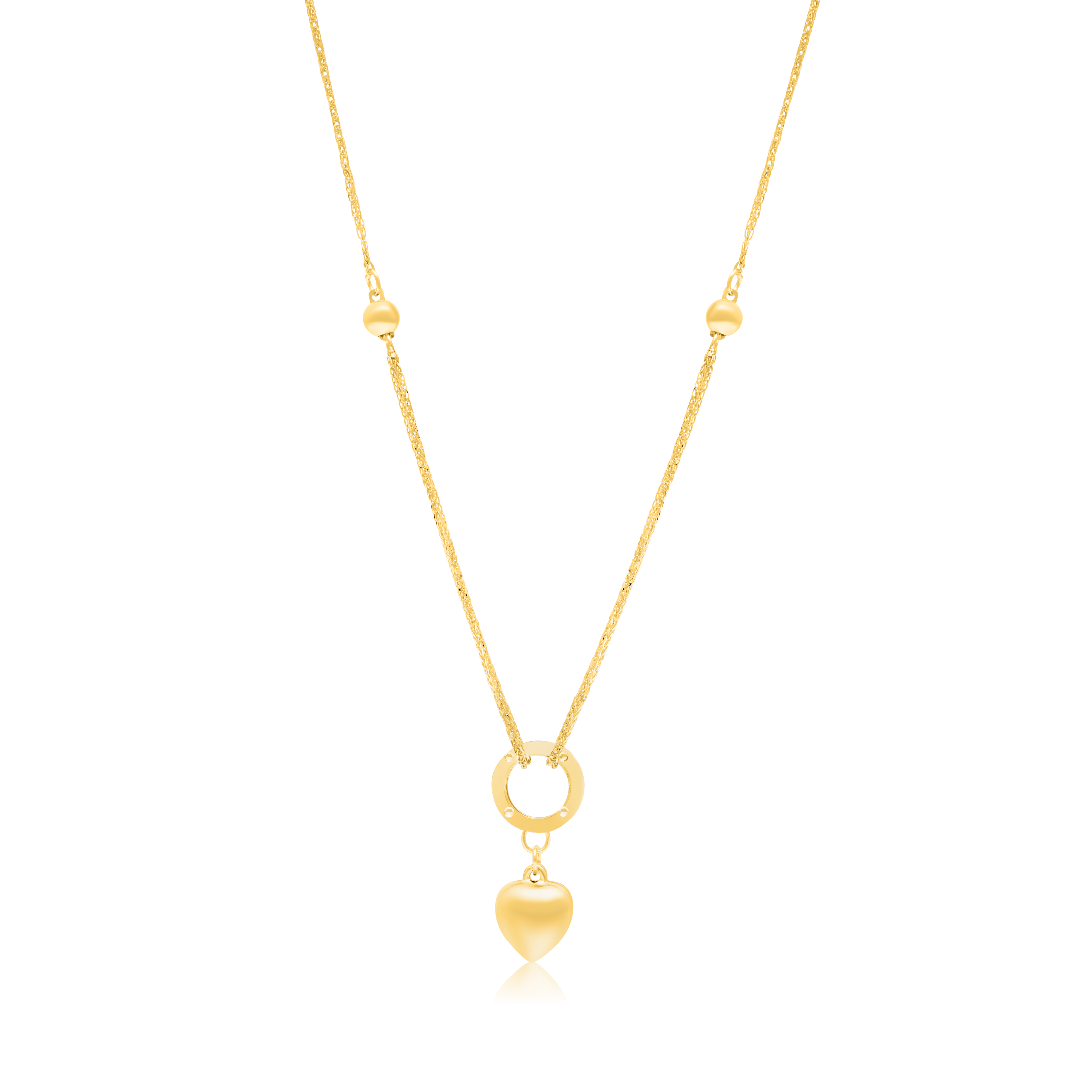 18K Pure Gold Round Heart Seed Necklace