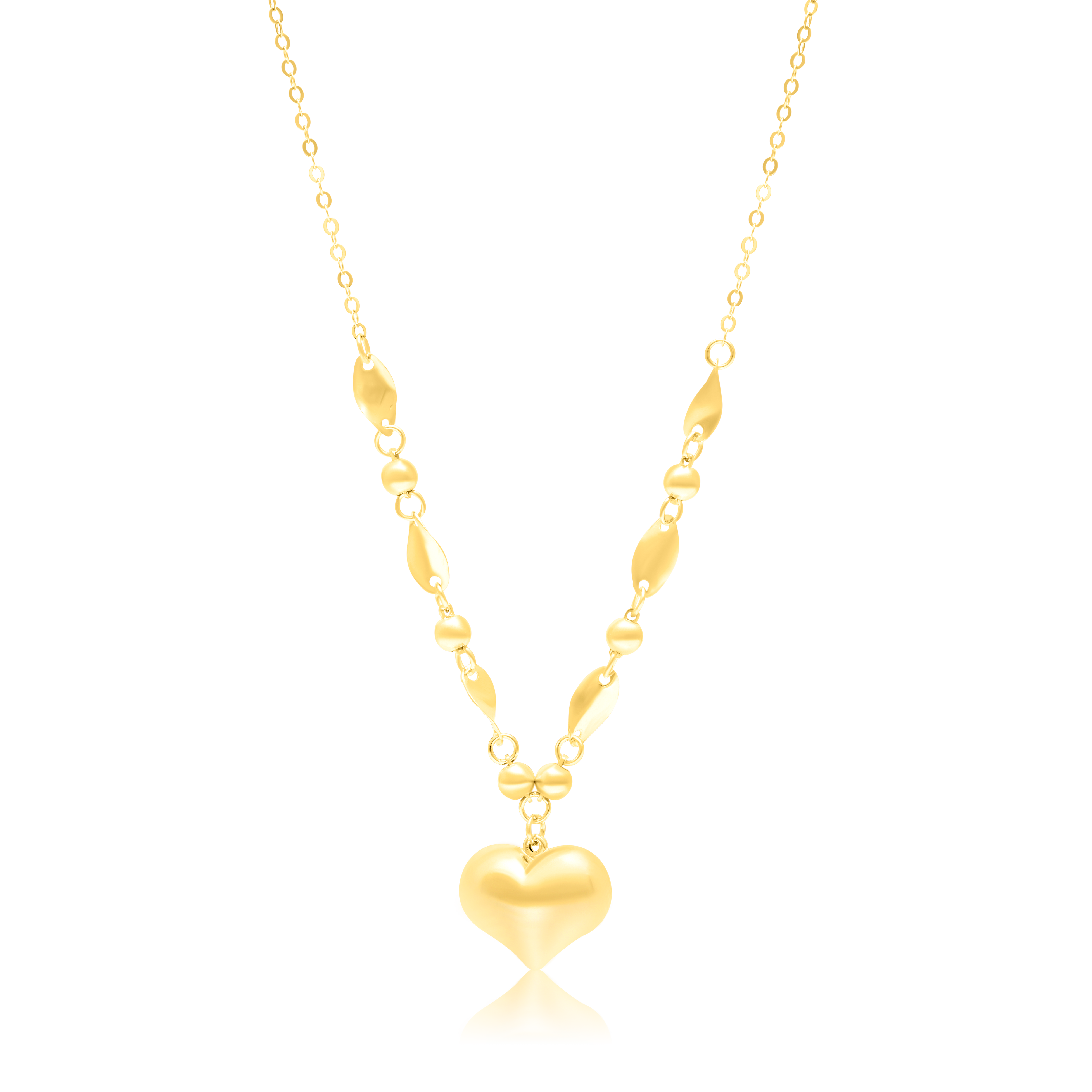 18K Pure Gold Heart Seed Necklace
