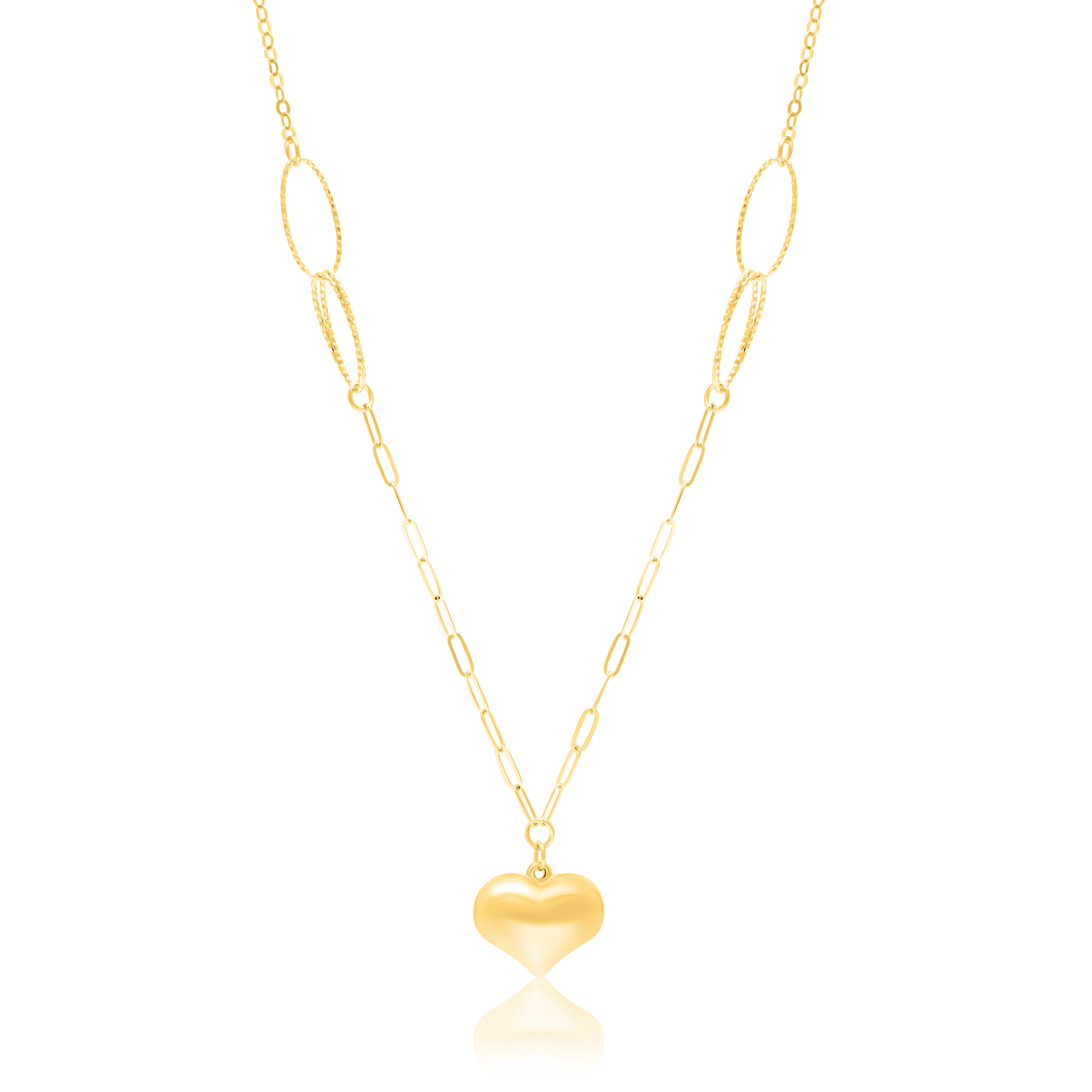 18K Pure Gold Heart Linked Necklace