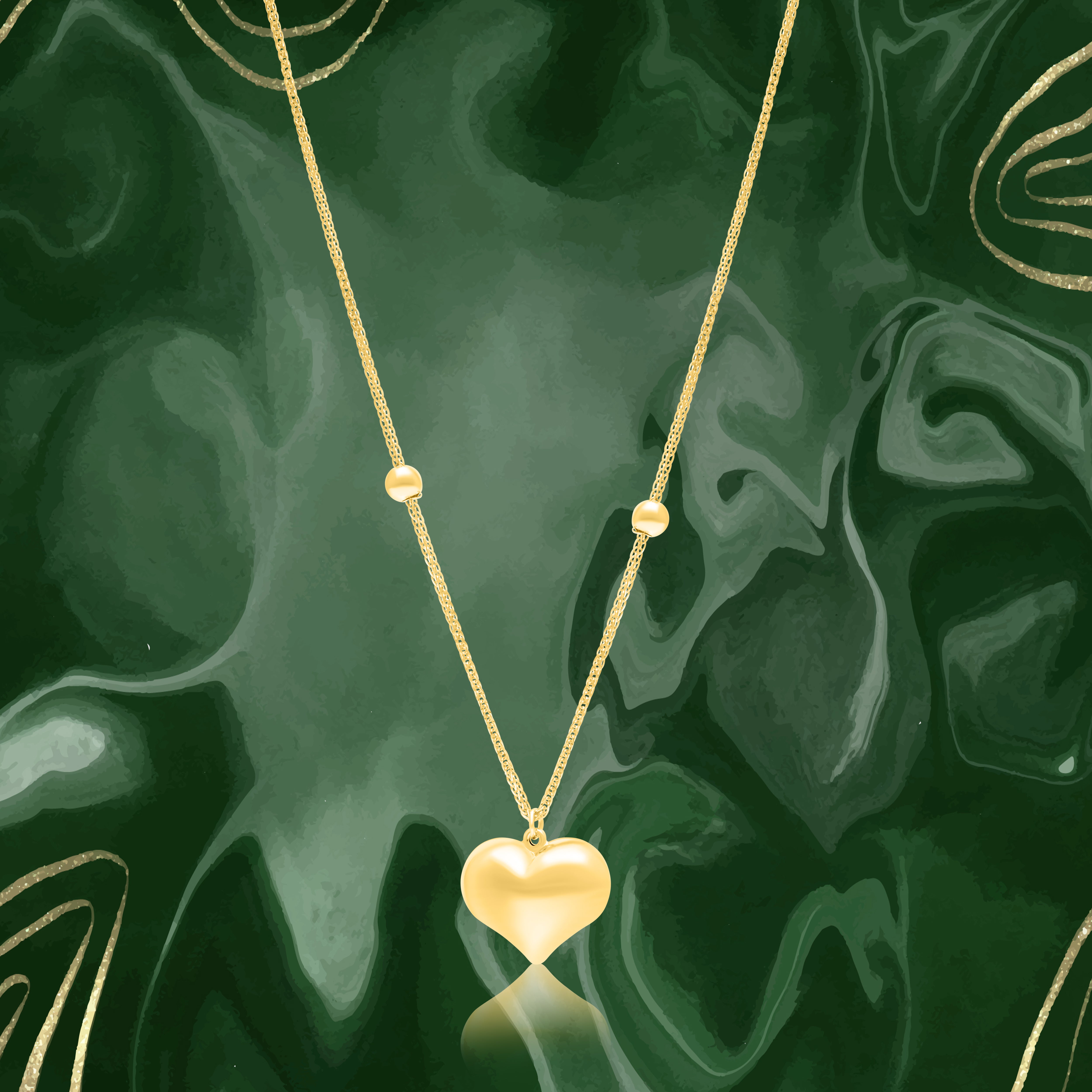 18K Pure Gold Heart Seed Necklace