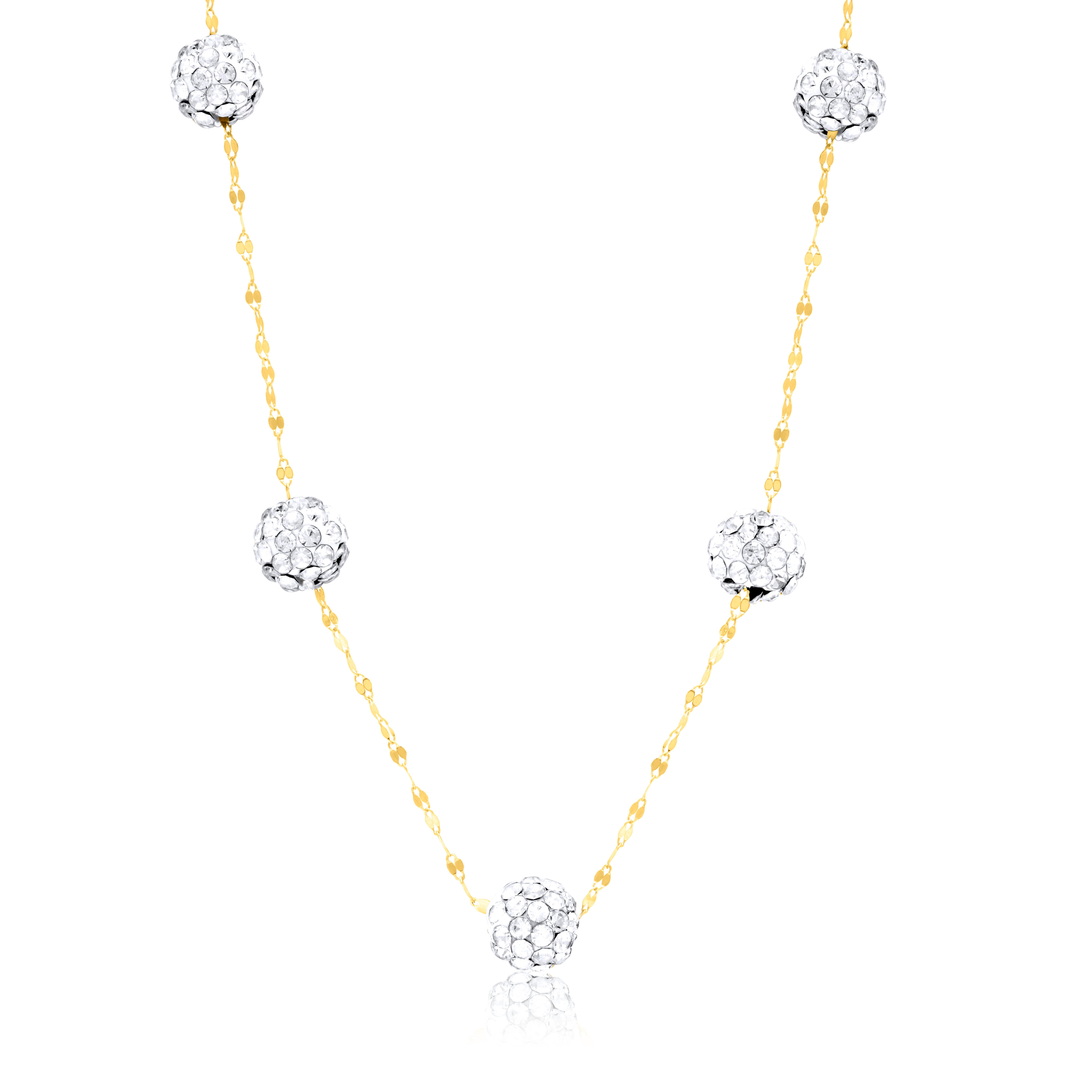18K Pure Gold White Ball Necklace