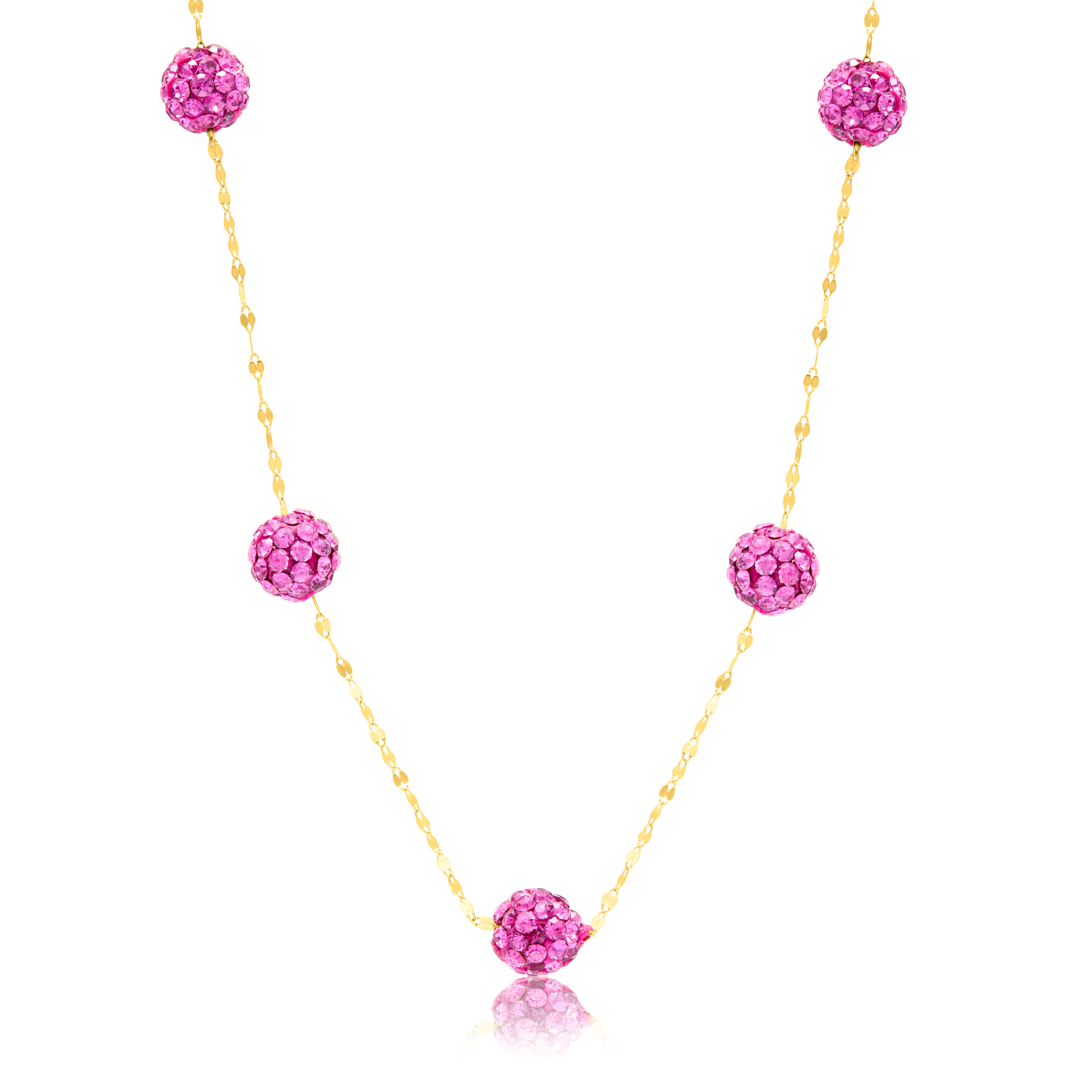 18K Pure Gold Rose Ball Necklace