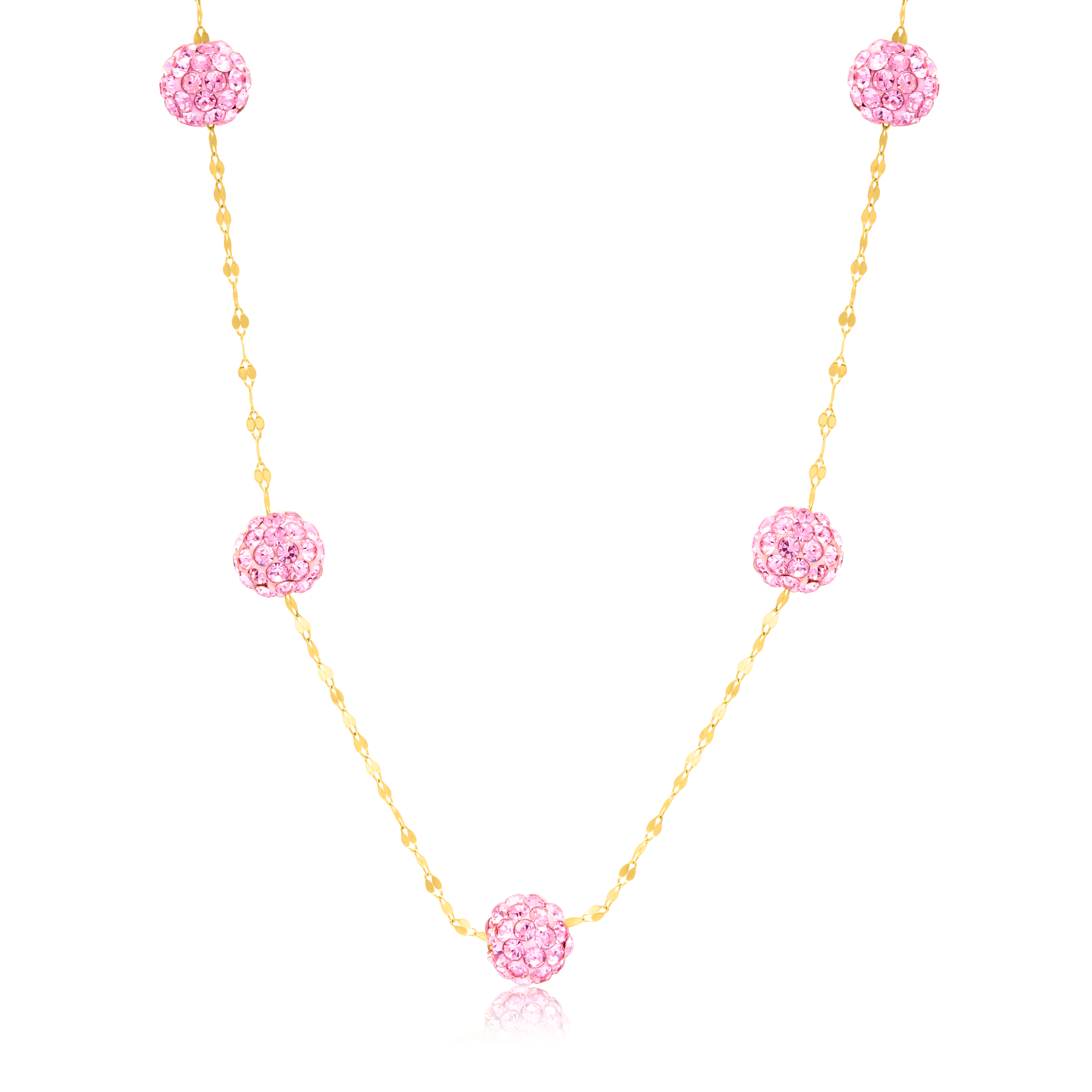 18K Pure Gold Pink Ball Necklace