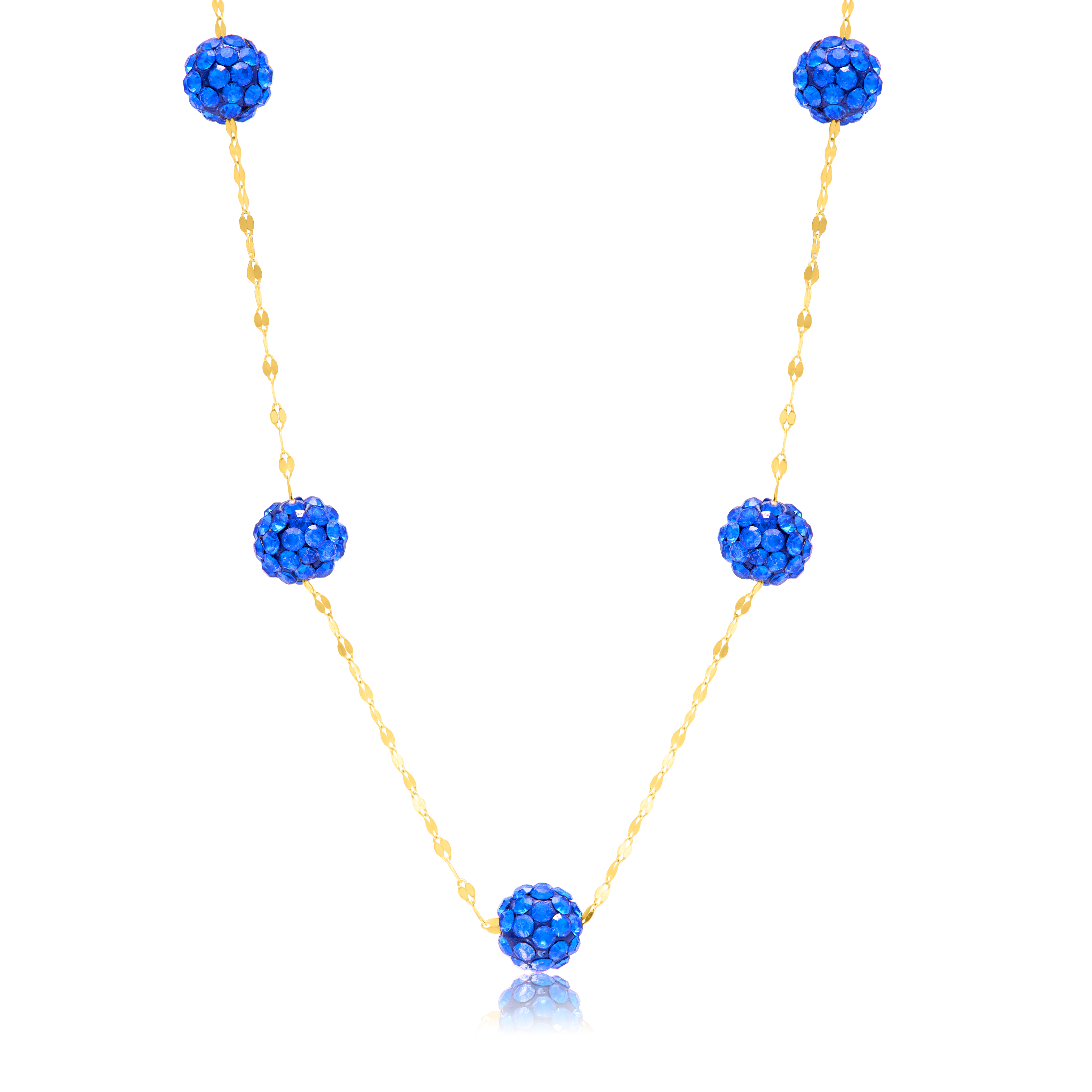 18K Pure Gold Blue Ball Necklace