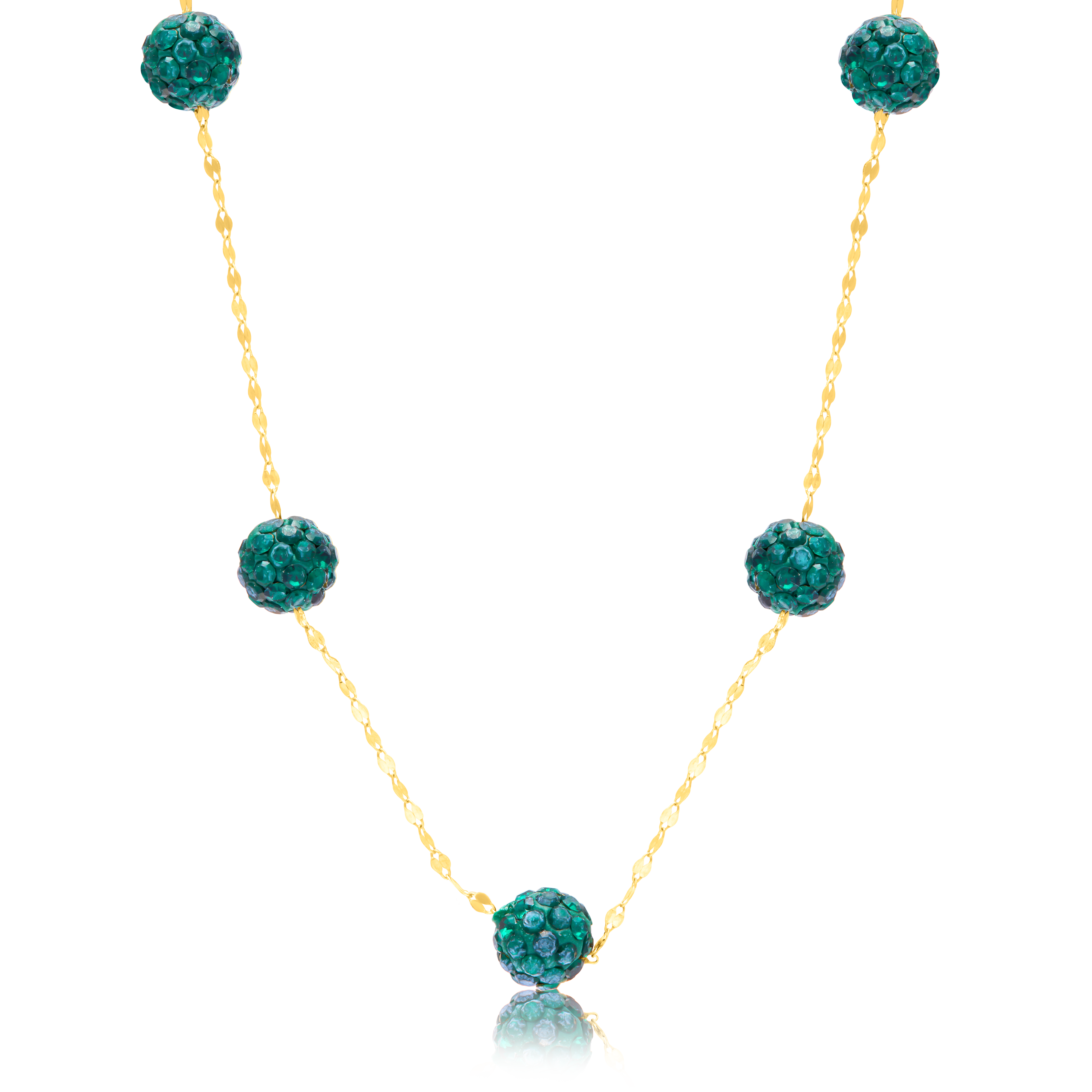 18K Pure Gold Green Ball Necklace