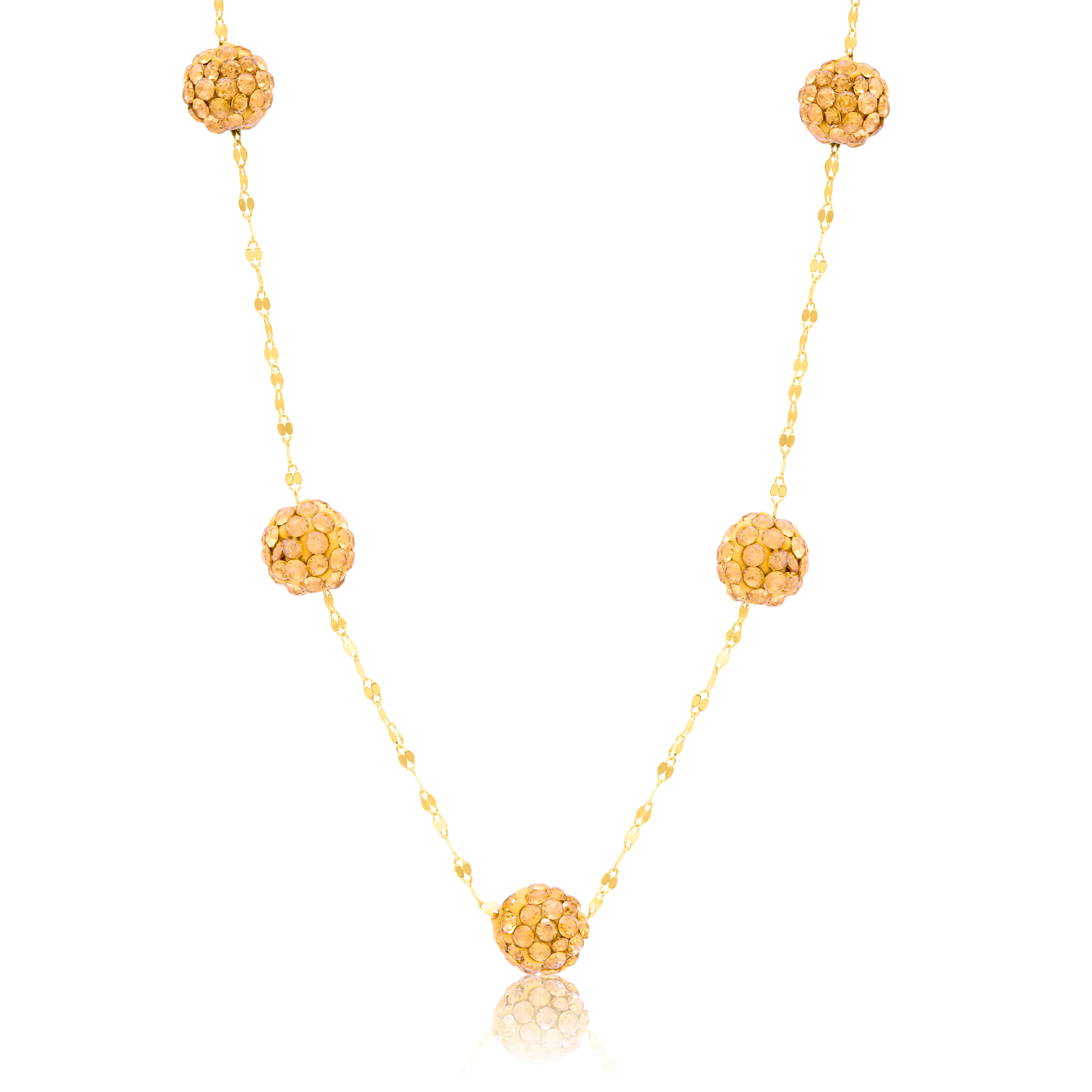 18K Pure Gold Ball Necklace