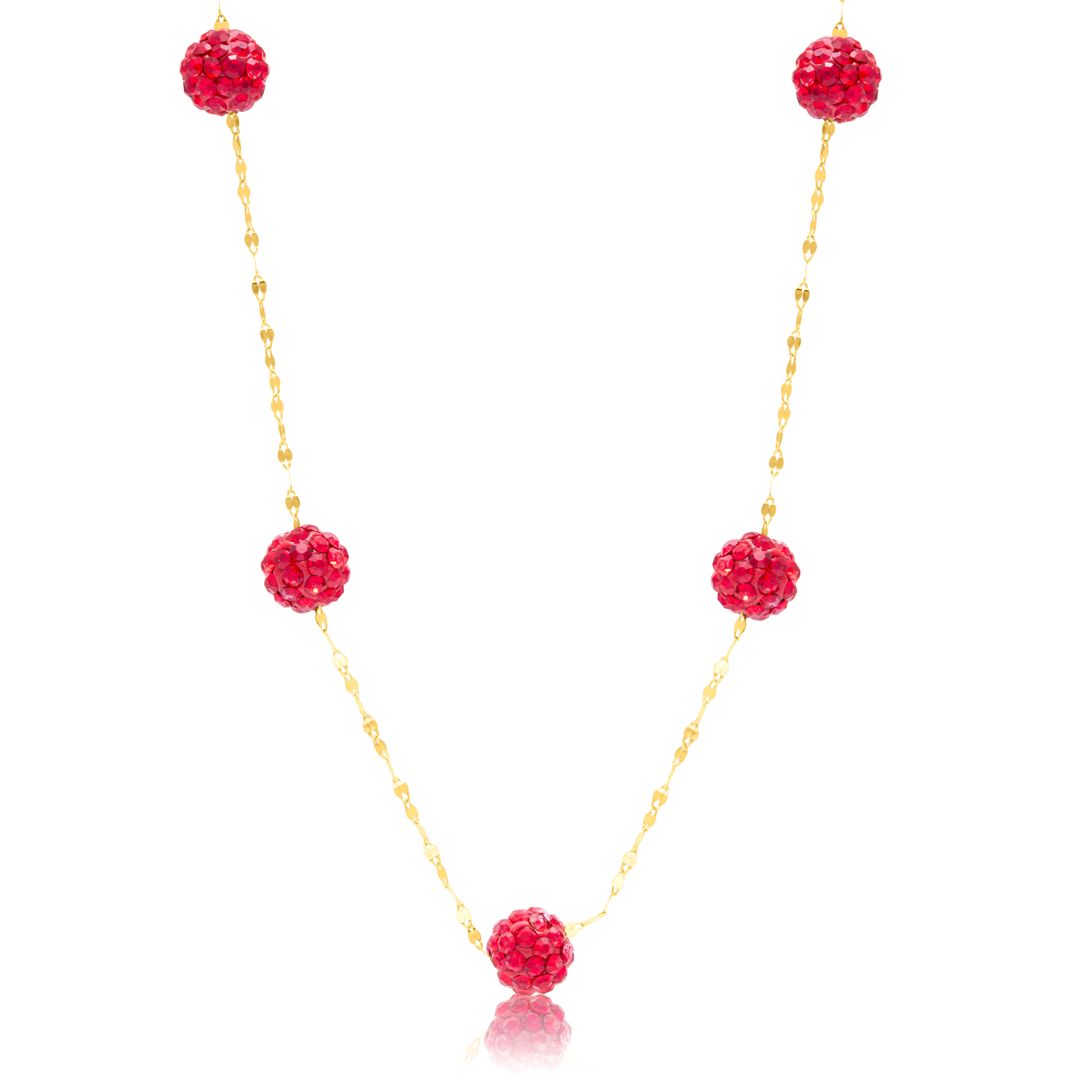 18K Pure Gold Red Ball Necklace