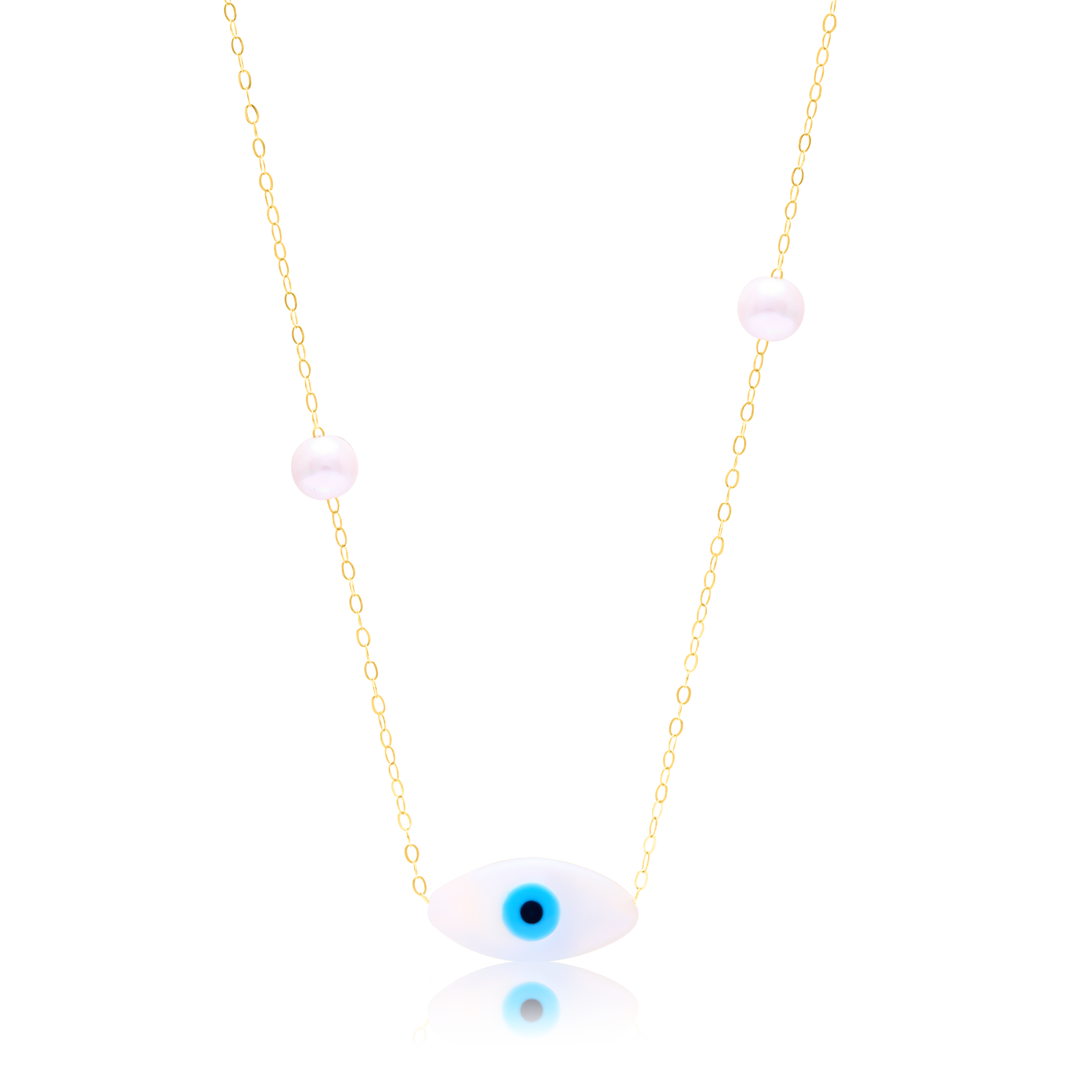 18K Pure Gold Evil Eye Seed Necklace