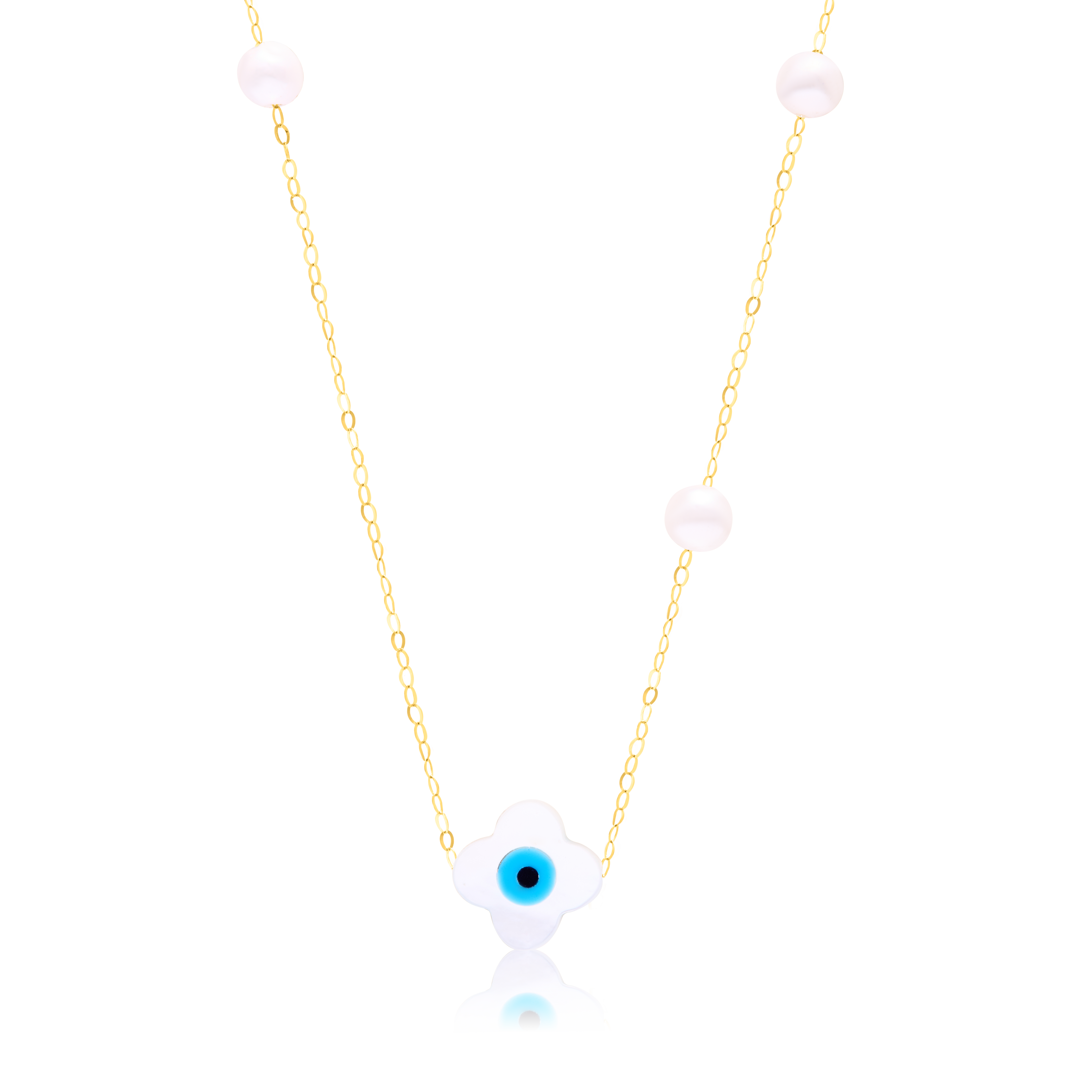 18K Pure Gold Evil Eye Seed Necklace