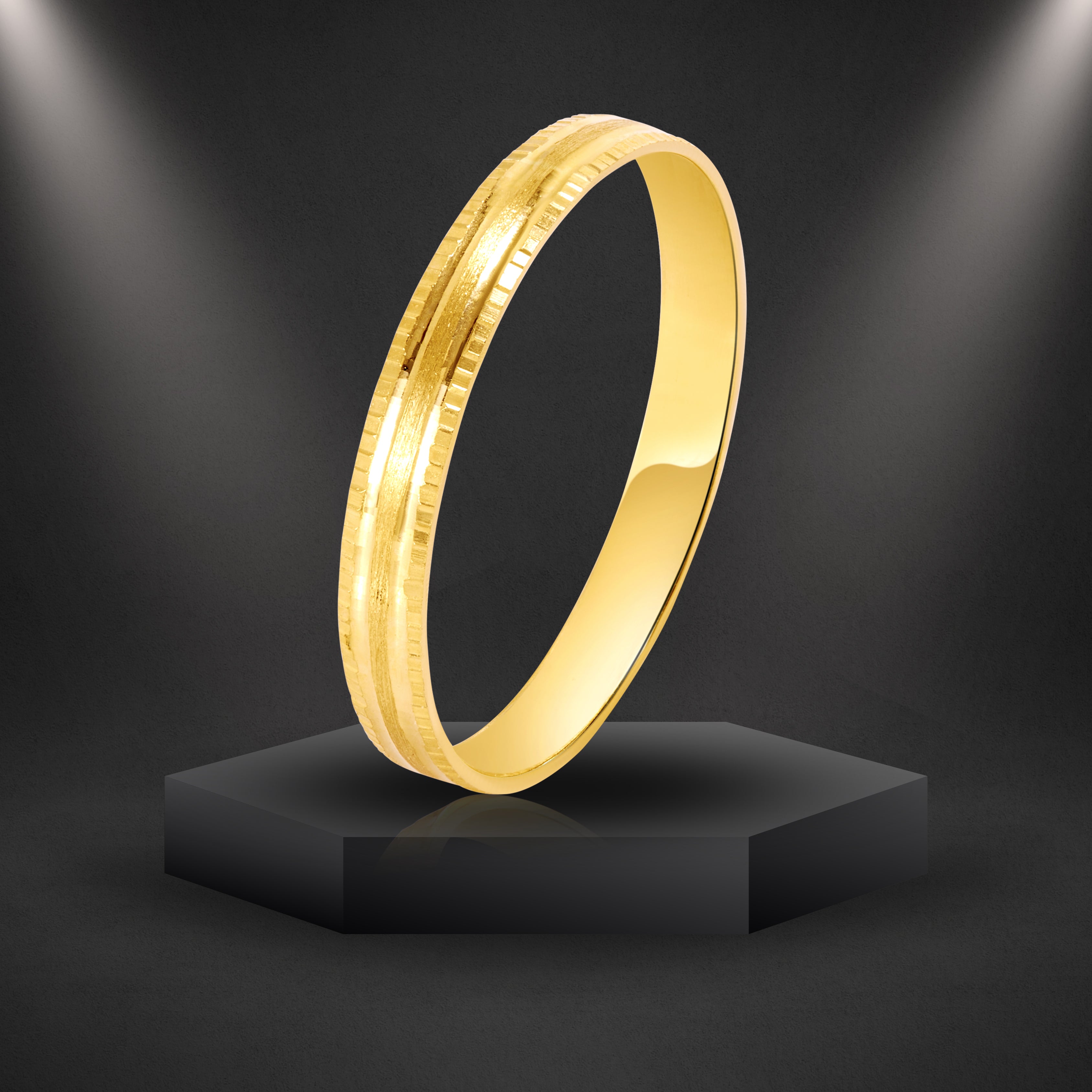 18K Pure Gold Round Ring