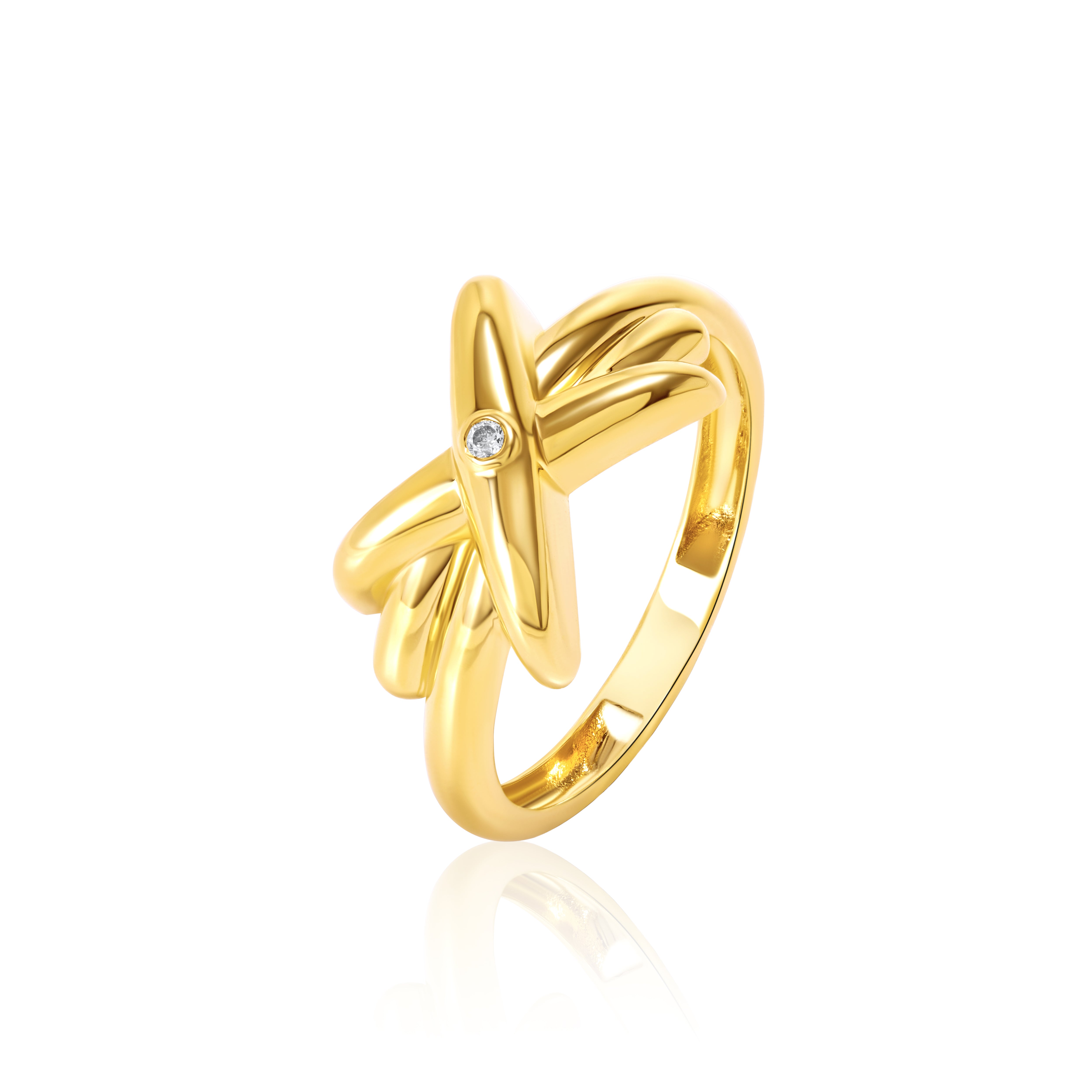 18K Pure Gold Star Stone Ring