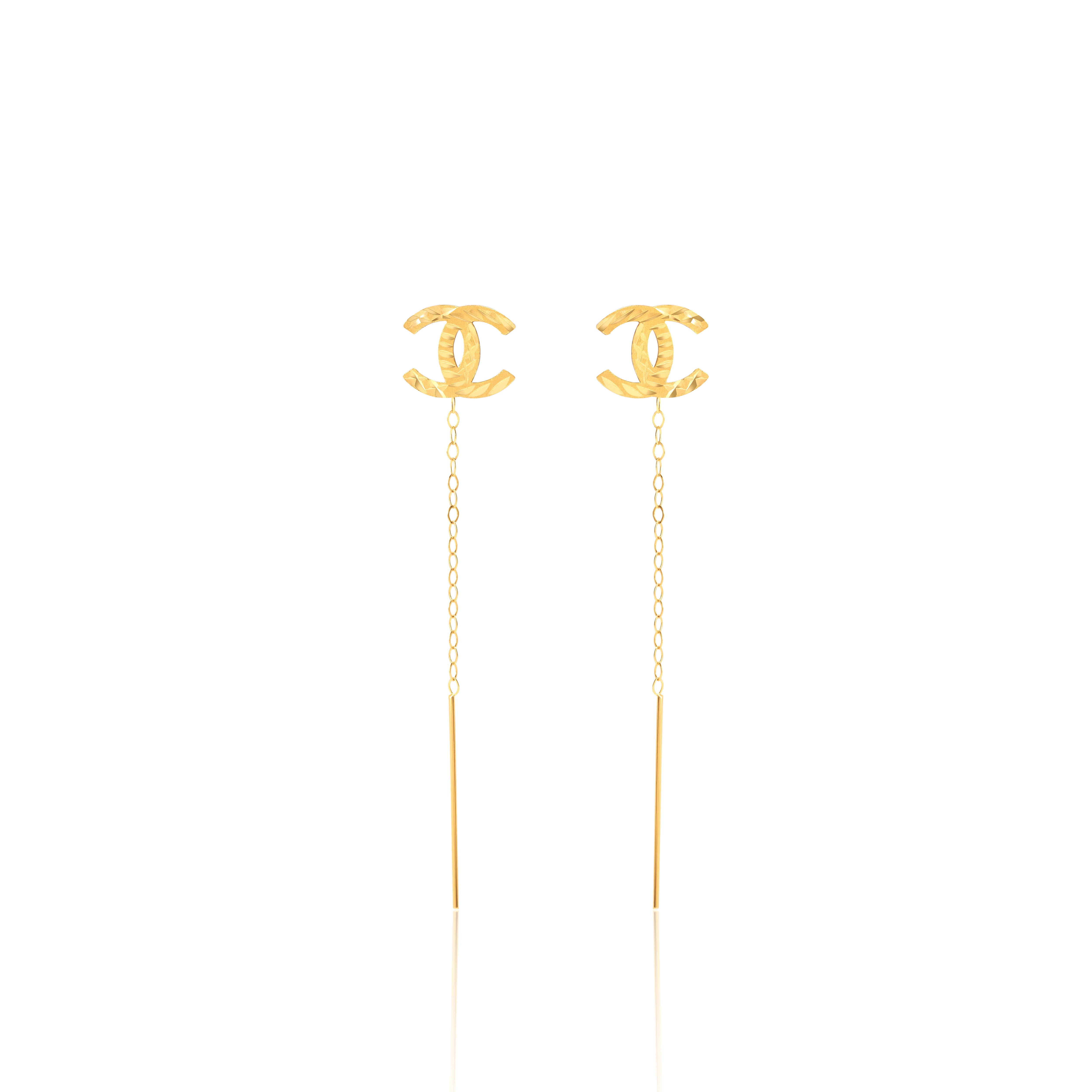 18K Pure Gold C.H Hanging Earring Set Talagold