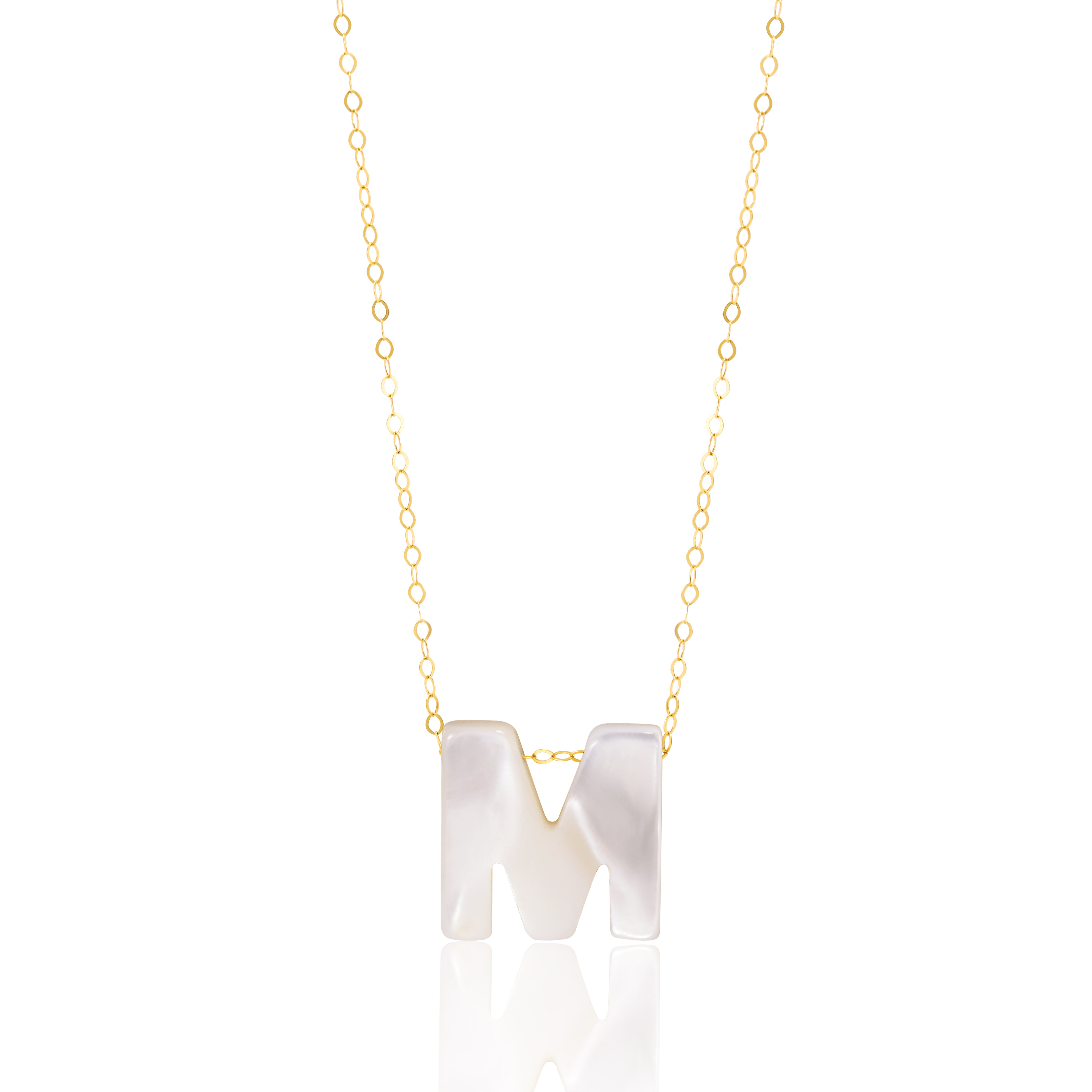 18K Pure Gold Letter M Necklace Talagold