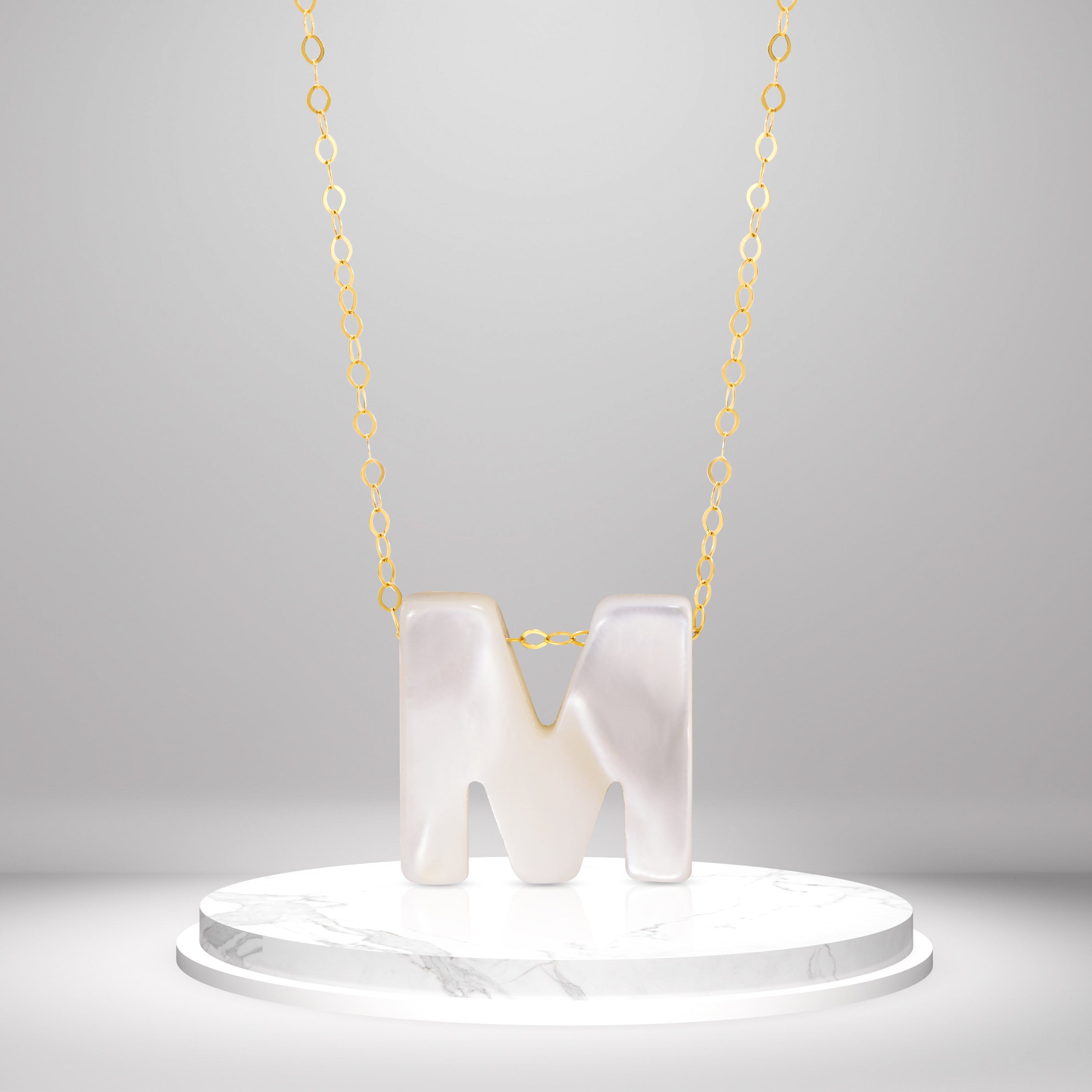 18K Pure Gold Letter M Necklace Talagold