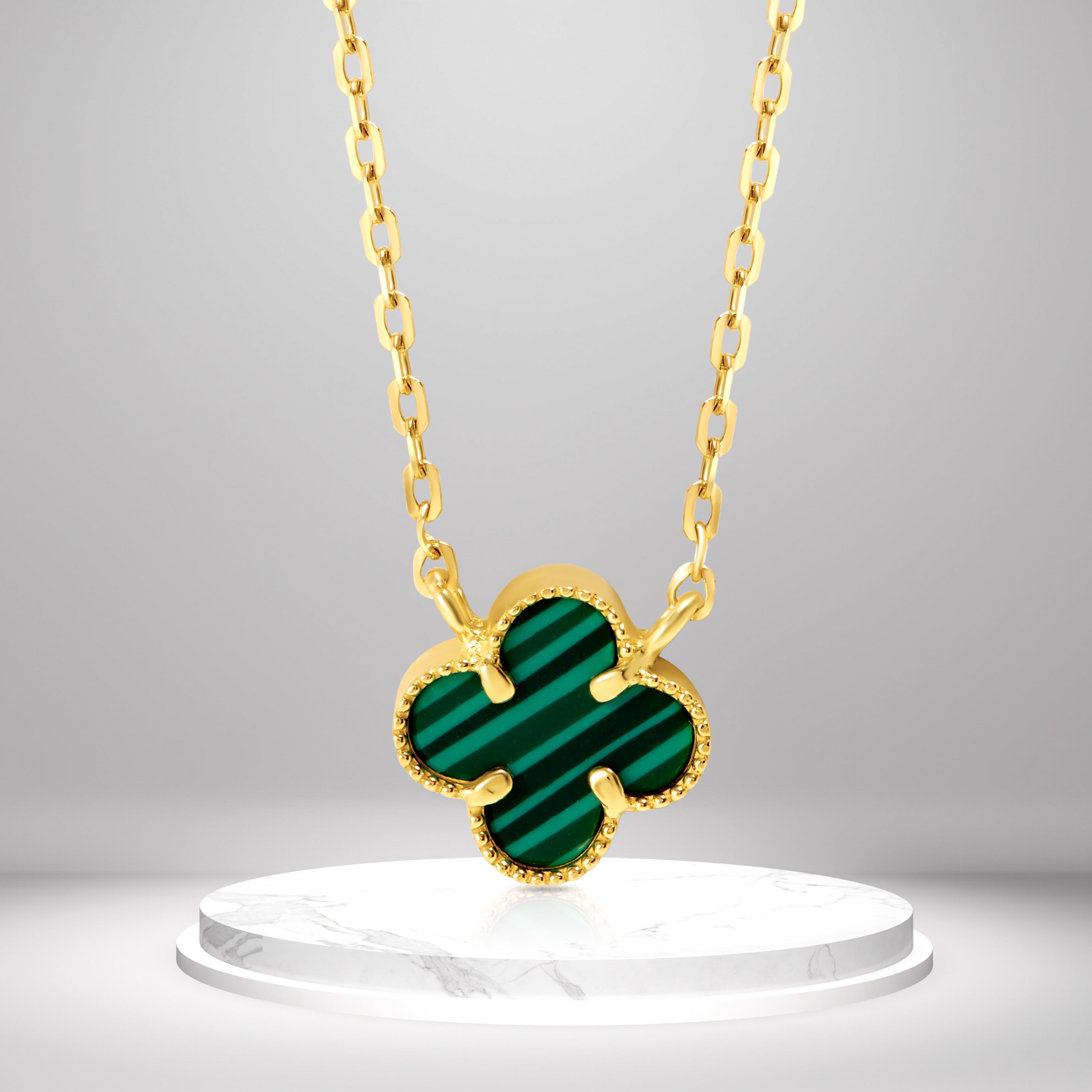 18K Pure Gold V.C Green Necklace Talagold