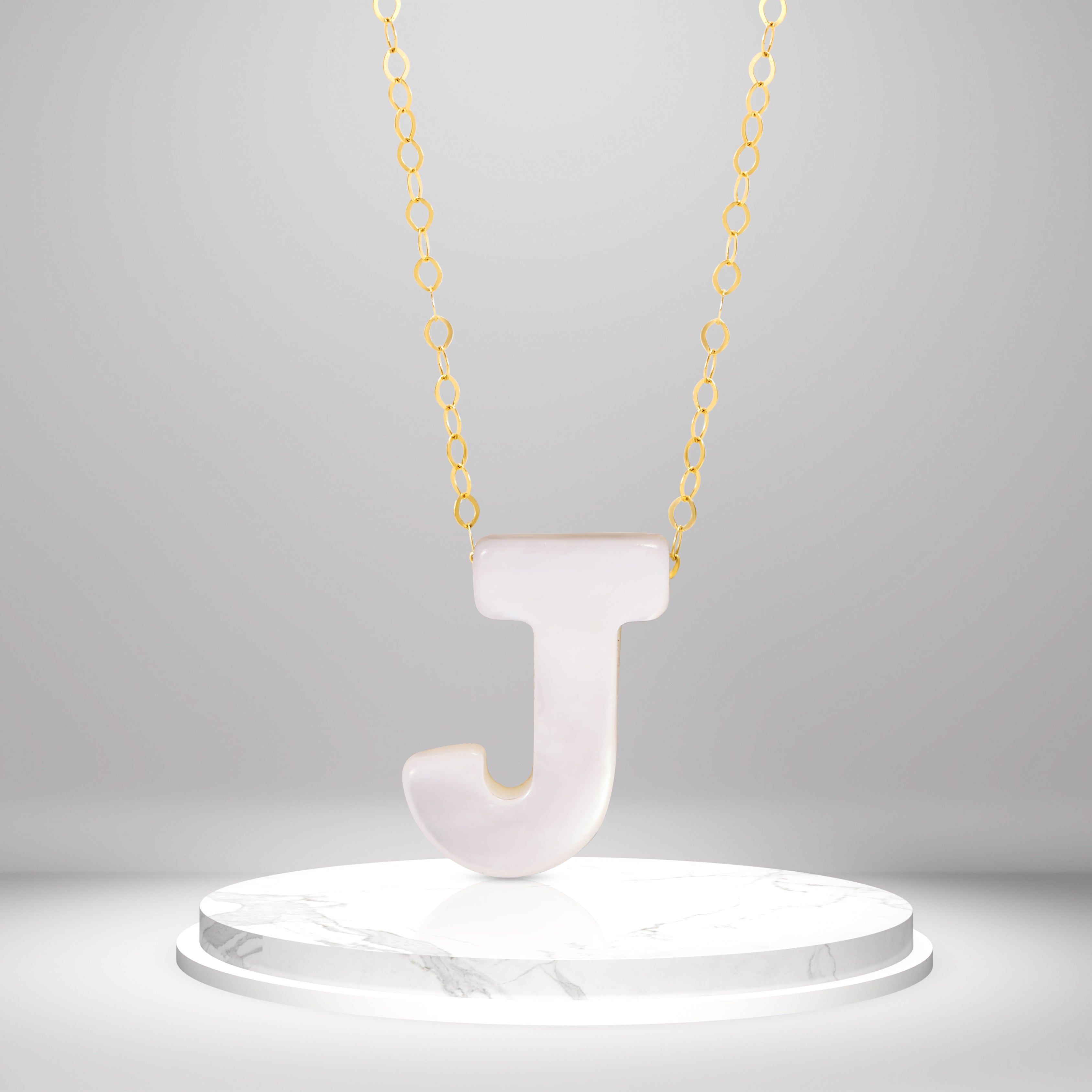 18K Pure Gold Letter J Necklace Talagold