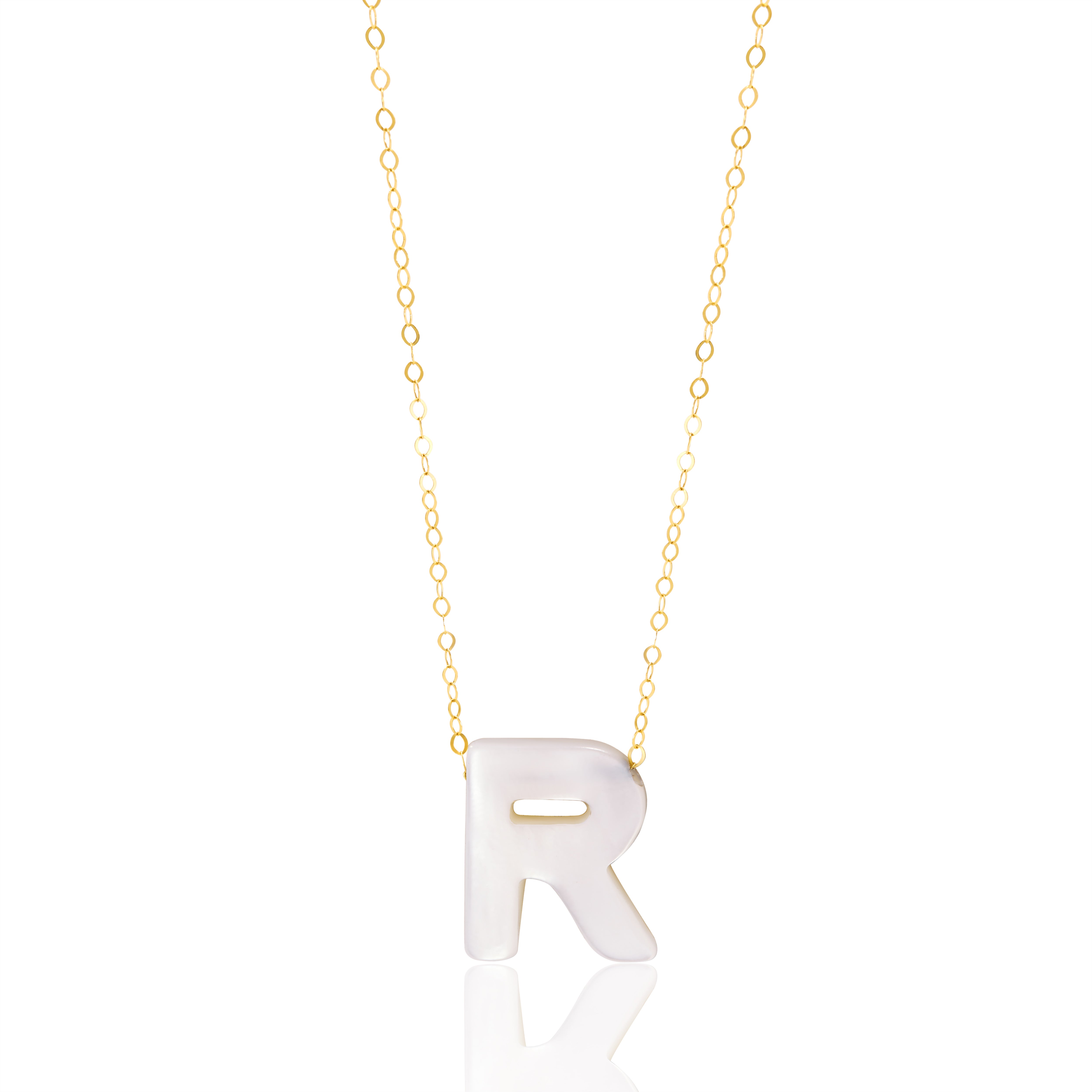 18K Pure Gold Letter R Necklace Talagold