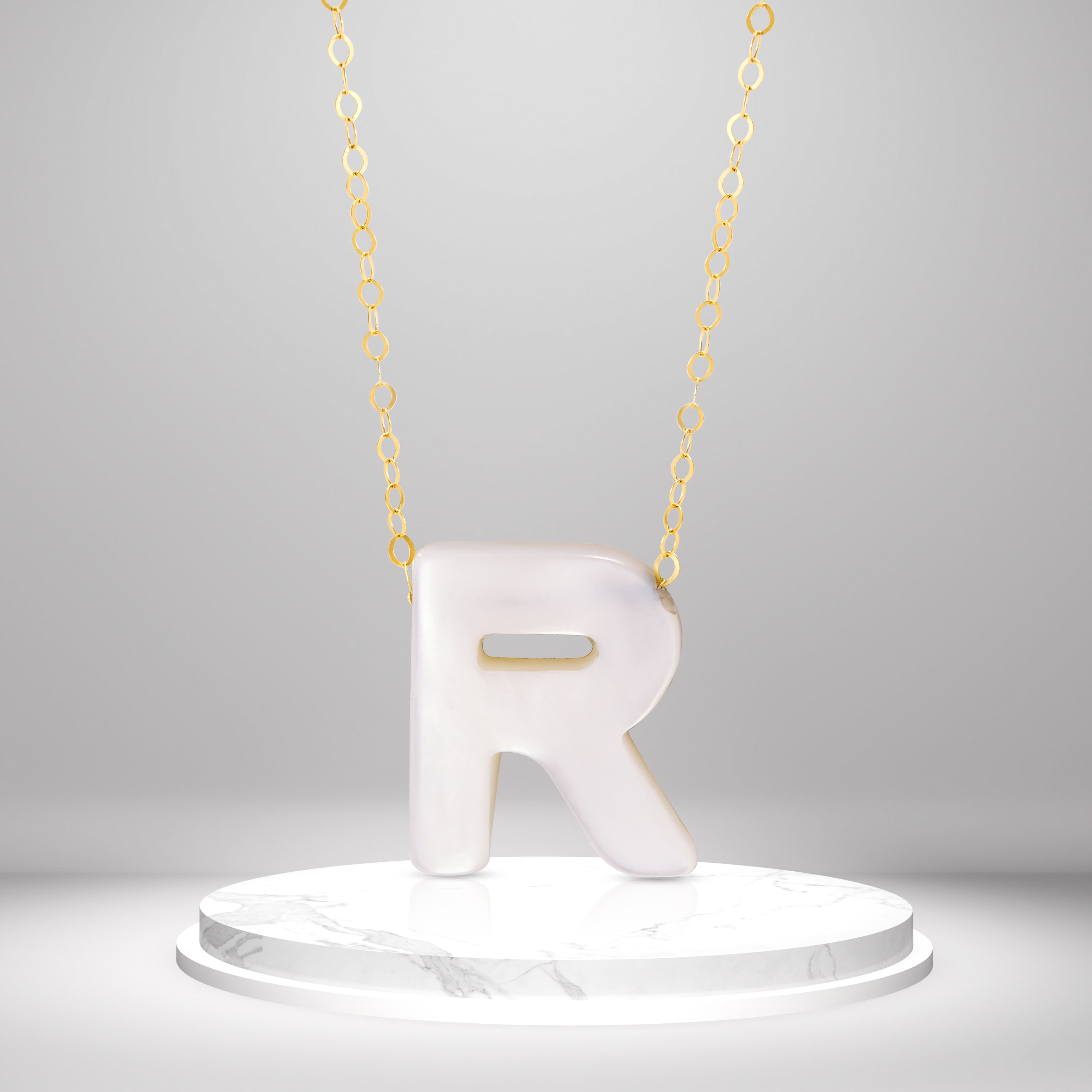 18K Pure Gold Letter R Necklace Talagold