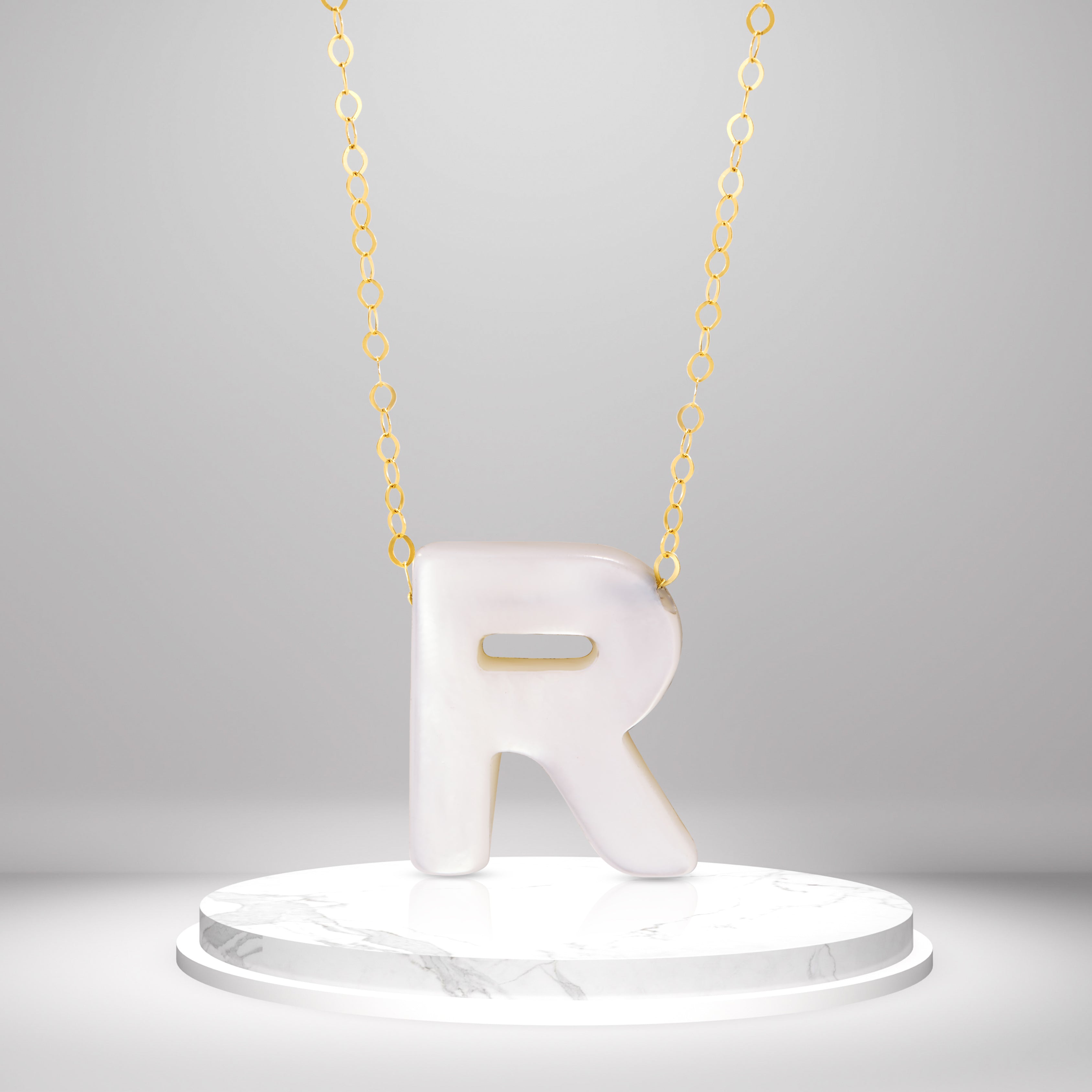 Funky R Gold Chain 18K Pure Gold Letter R Necklace Talagold
