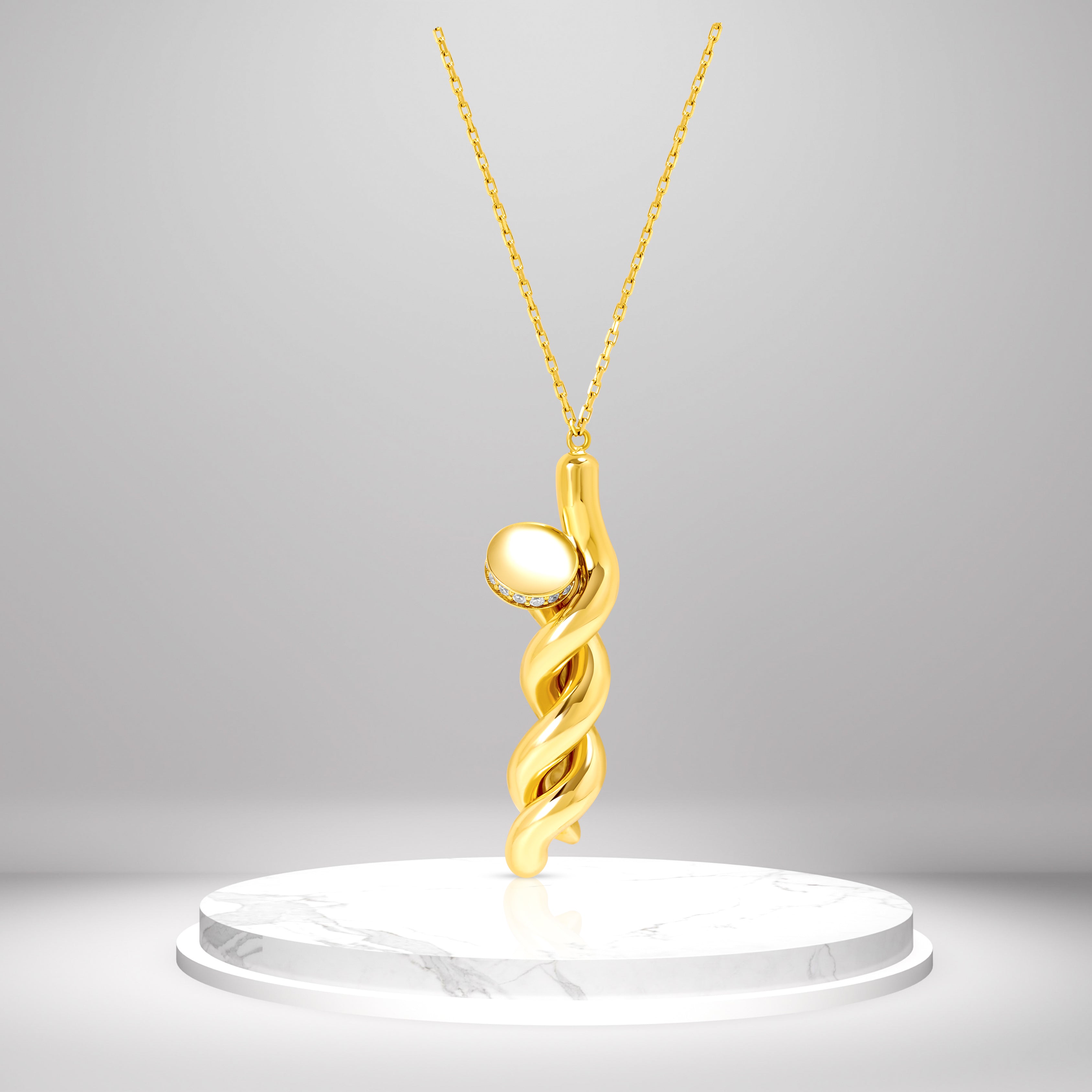 18K Pure Gold Twisted Nail Necklace Talagold