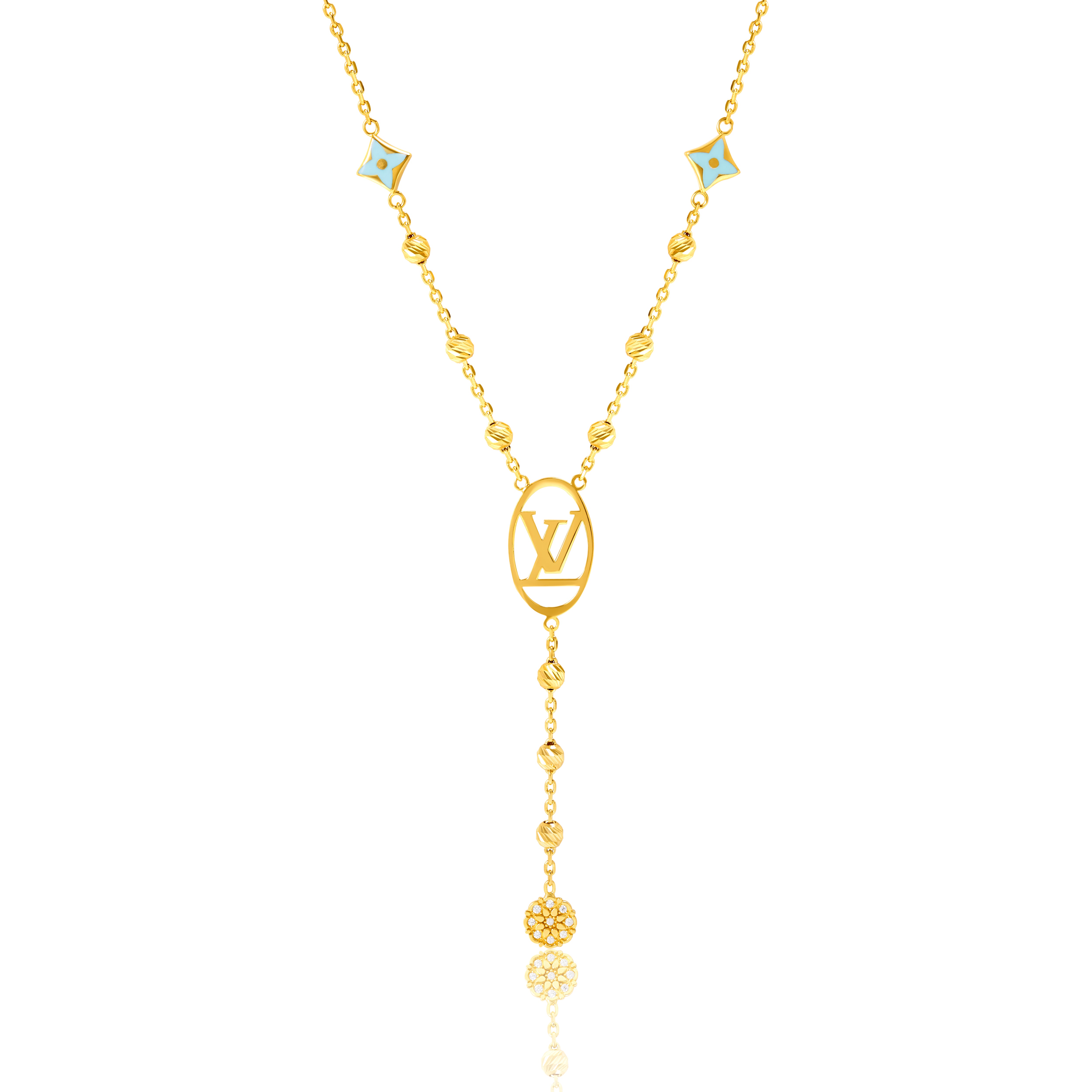 18K Pure Gold L.V Seed Necklace Talagold