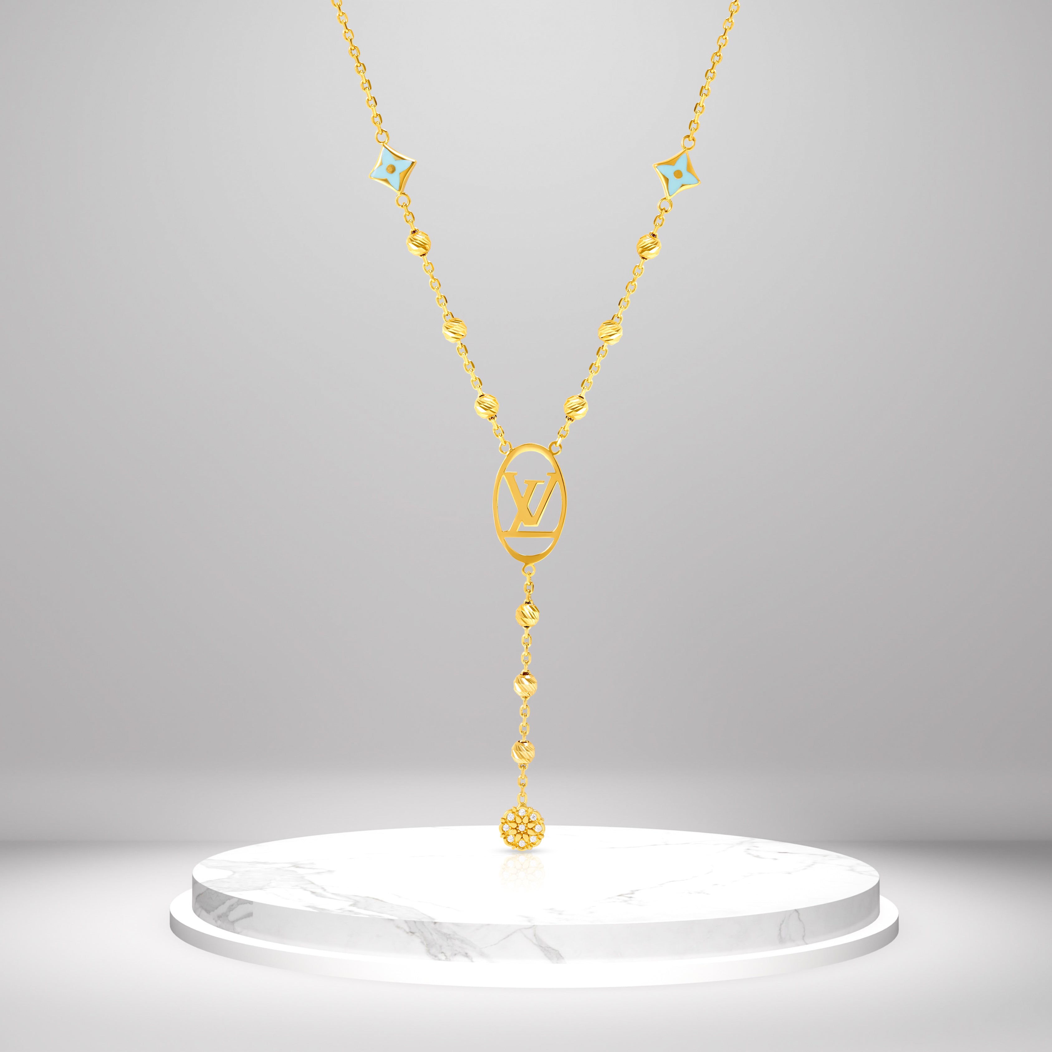 18K Pure Gold L.V Seed Necklace Talagold