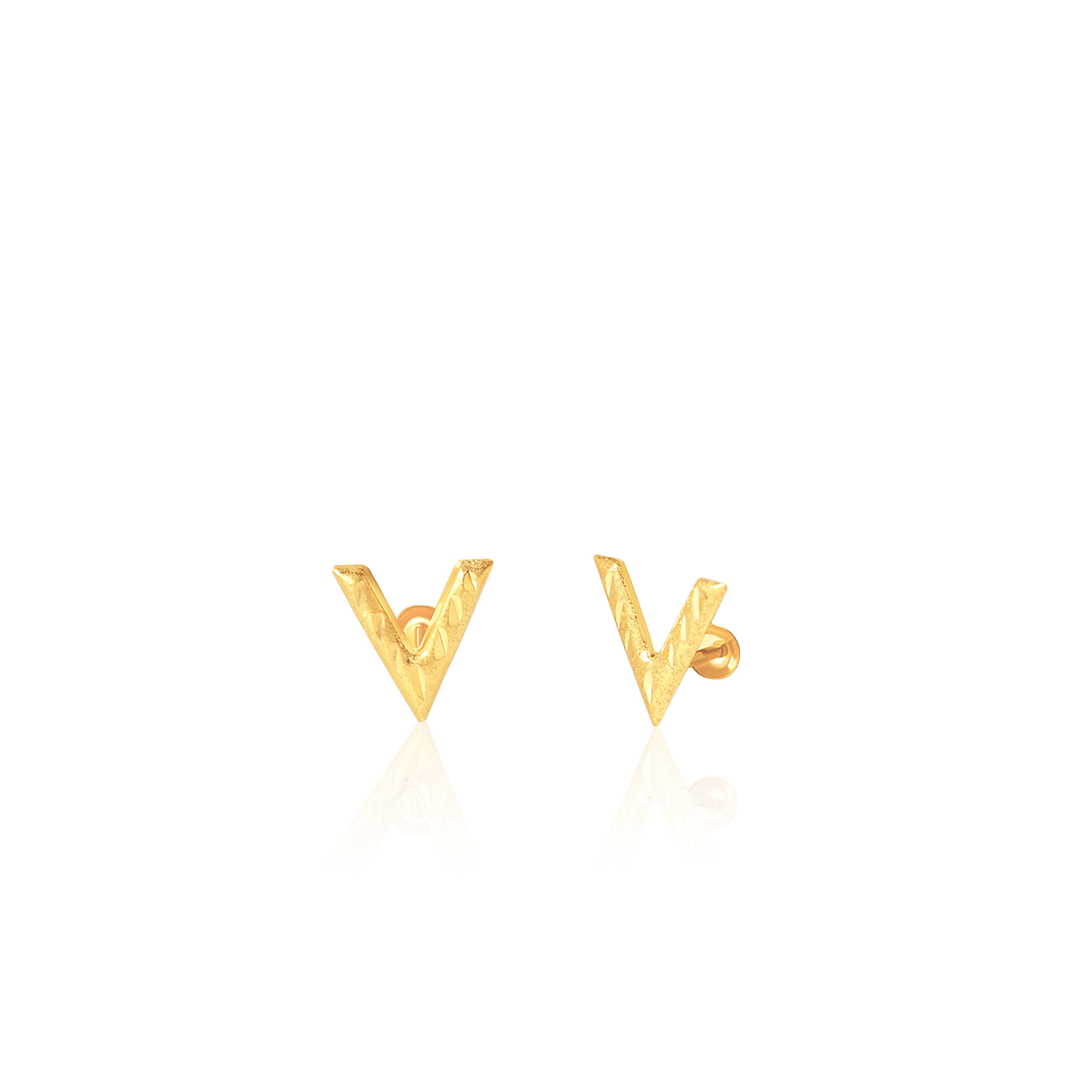 18K Pure Gold V Screw Earring Set Talagold