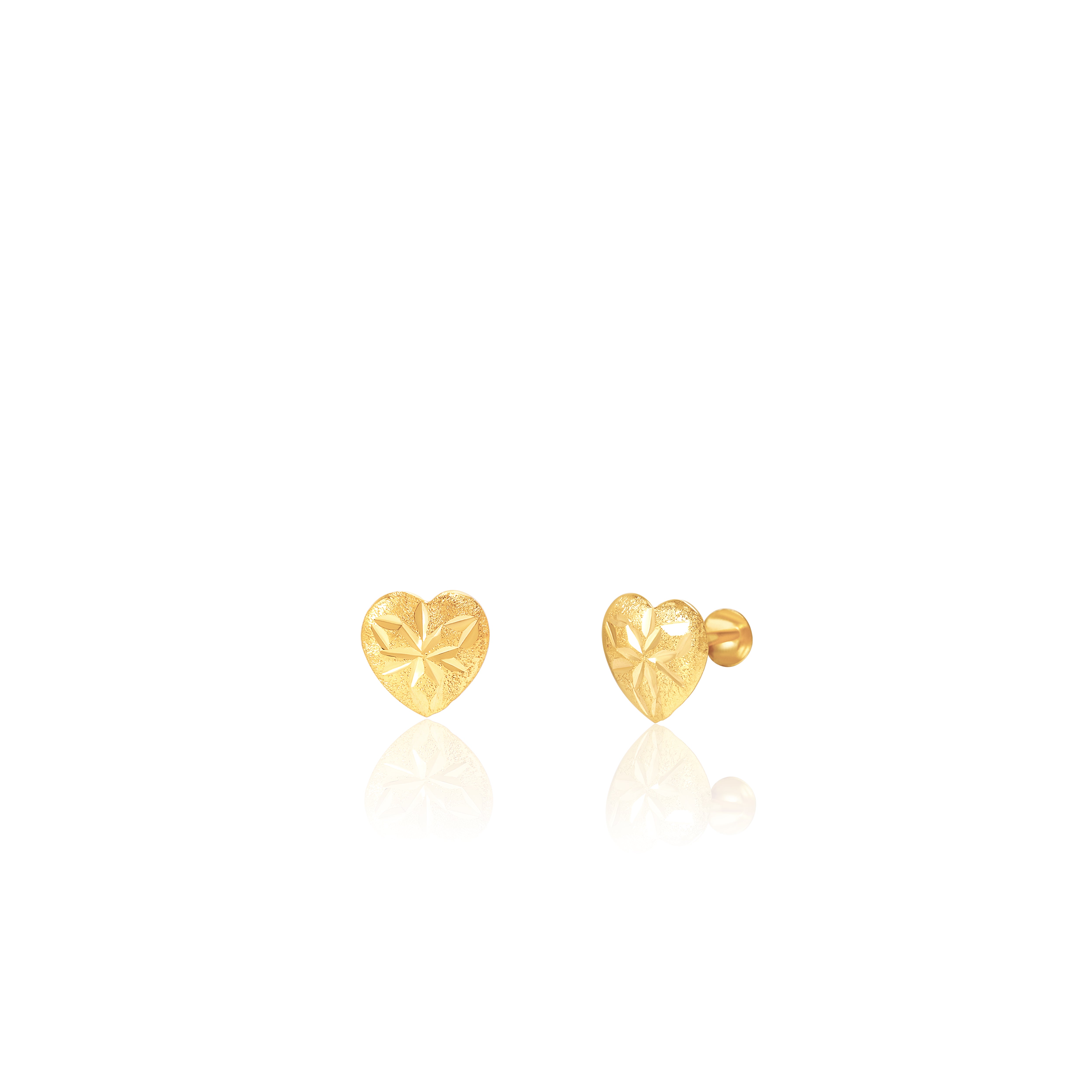 18K Pure Gold Heart Screw Earring Set Talagold