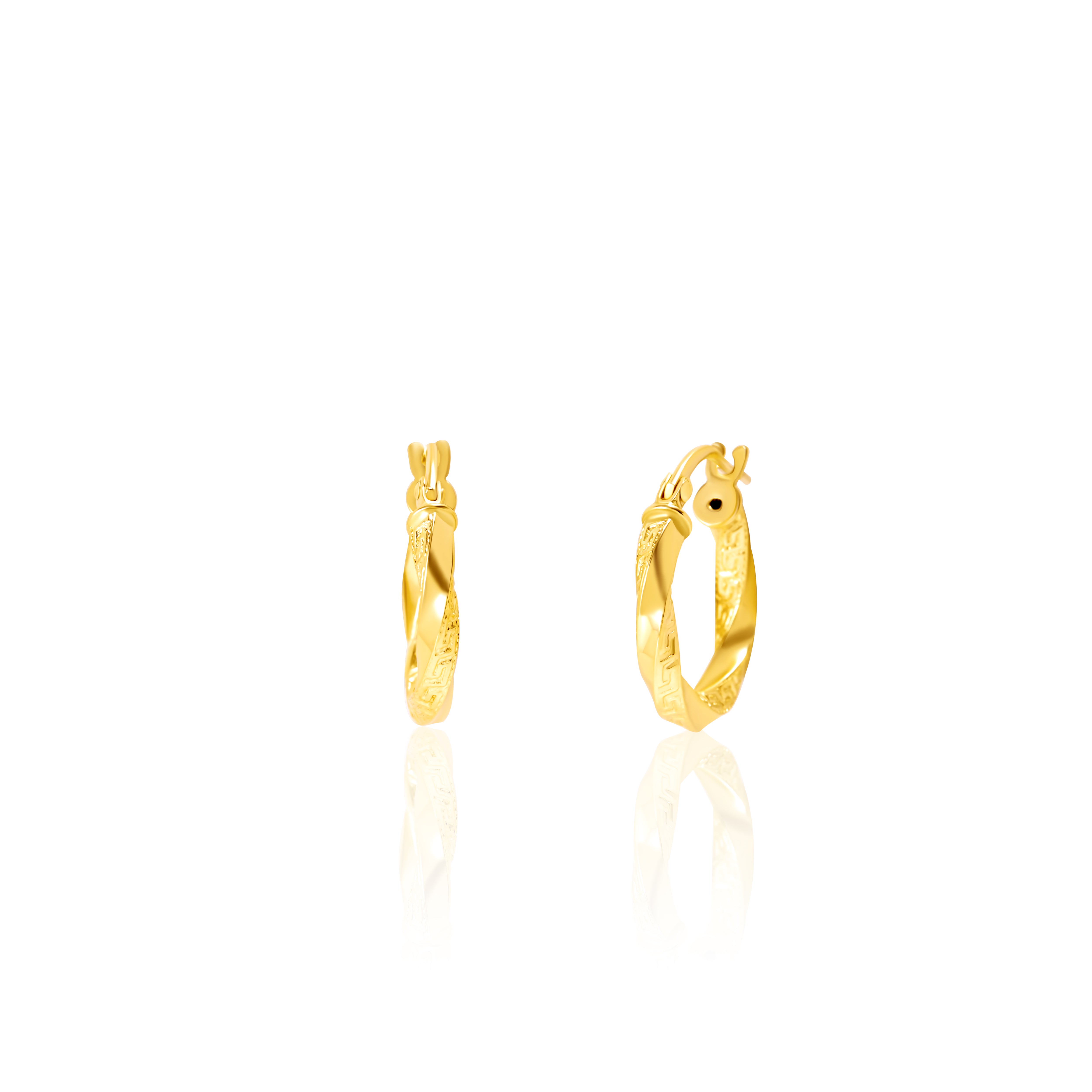 18K Pure Gold Twisted Round Loop Earring Set Talagold