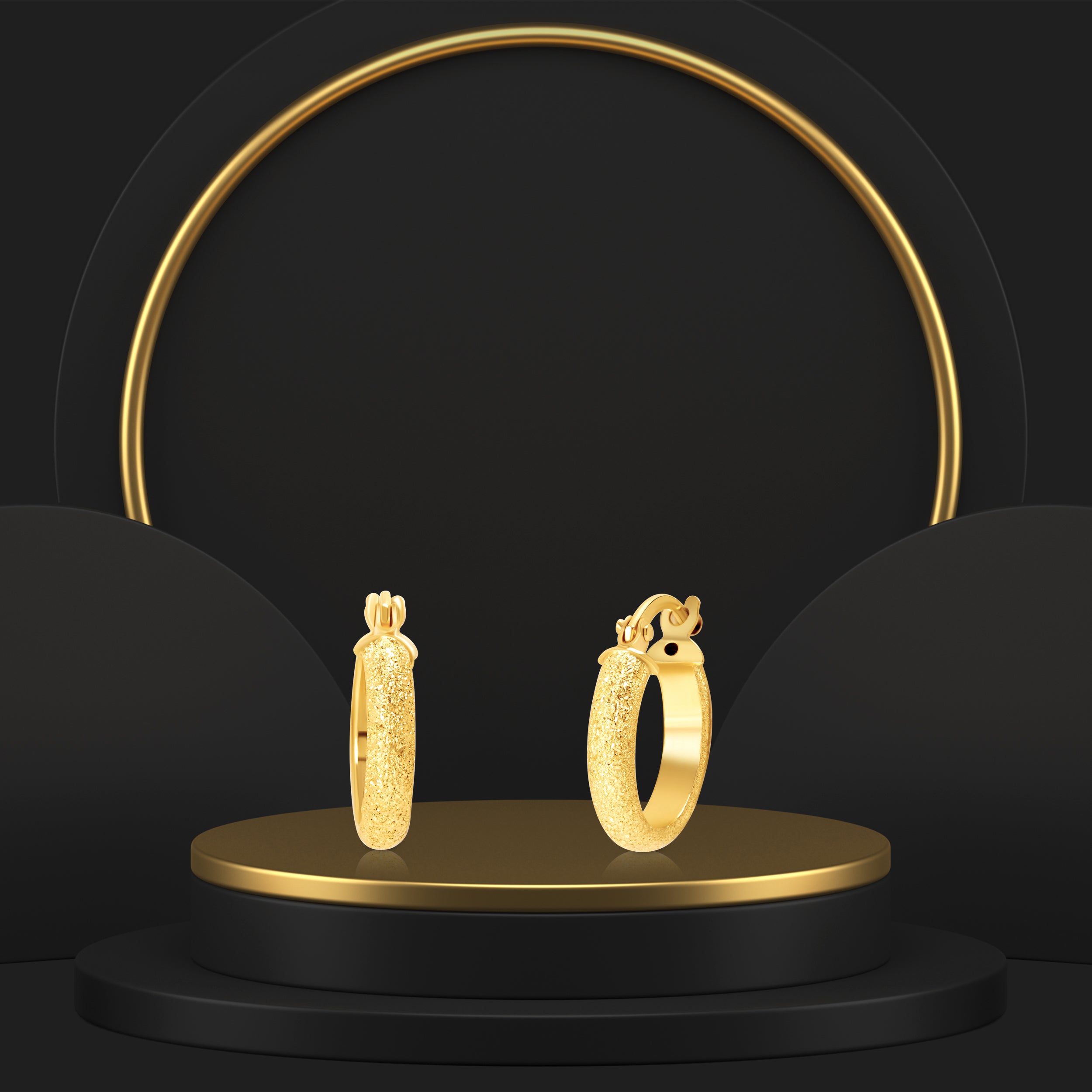 18K Pure Gold Round Hoop Earring Set Talagold