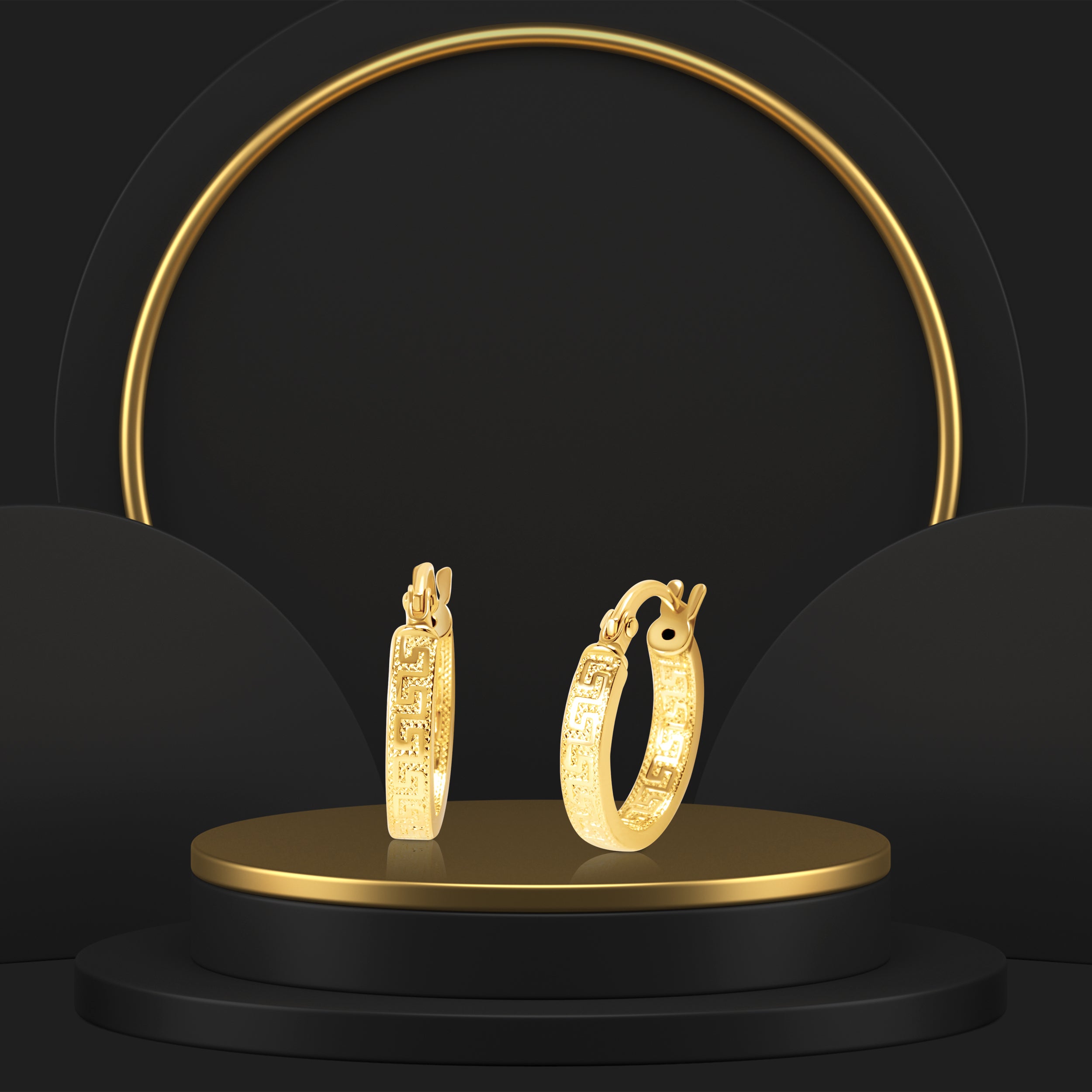 18K Pure Gold Round Loop Earring Set Talagold