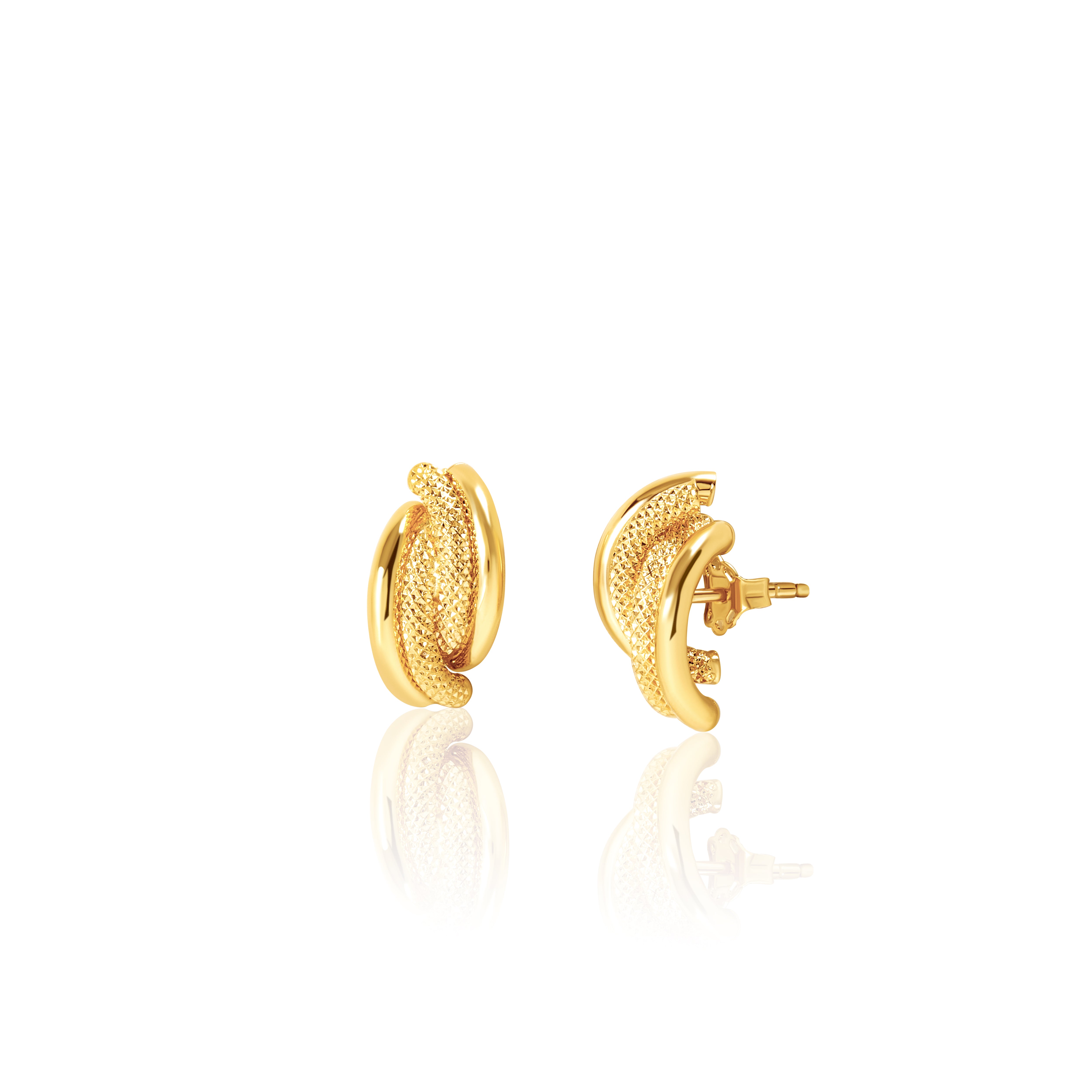 18K Pure Gold Curved Earring Set Talagold