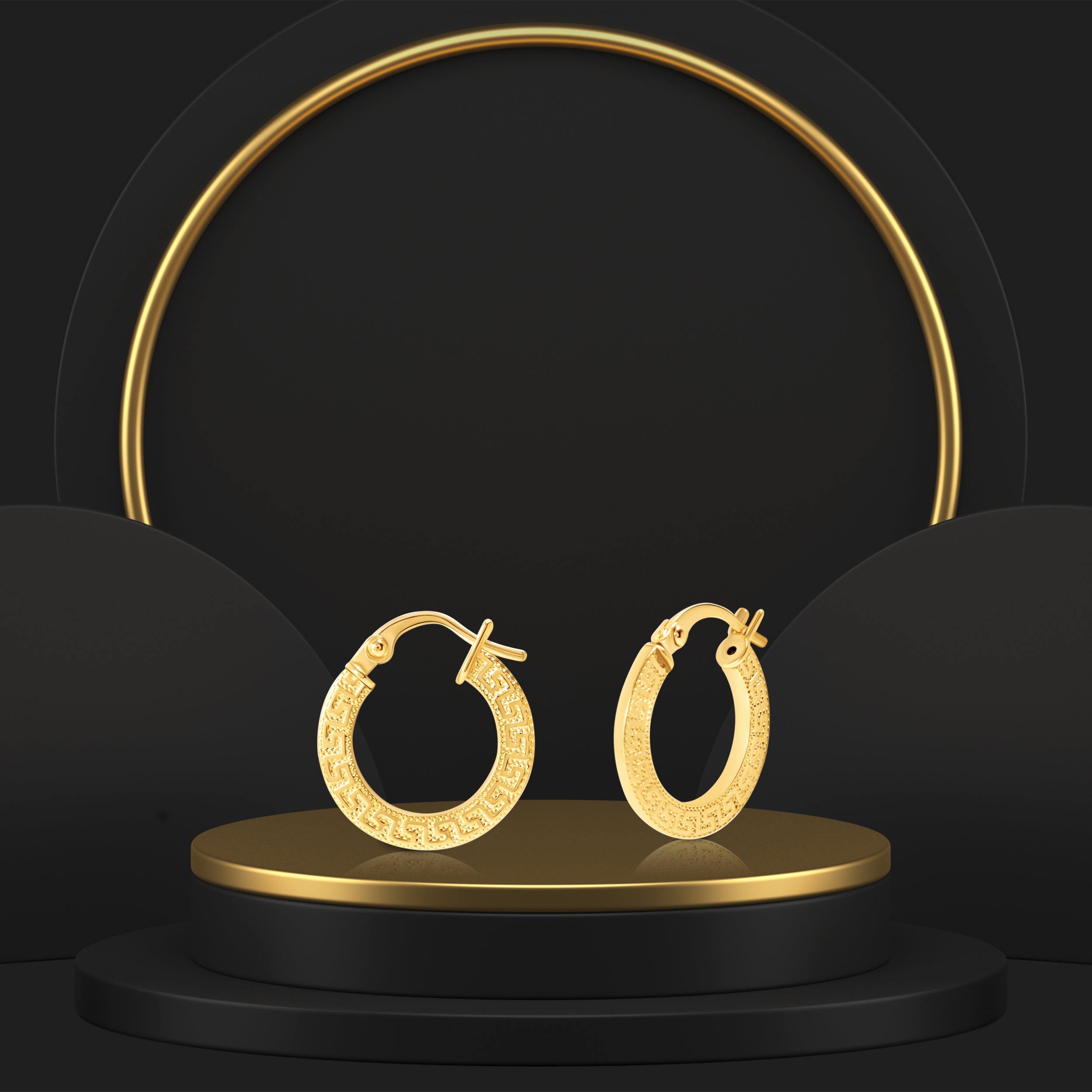 18K Pure Gold Round Loop Earring Set Talagold