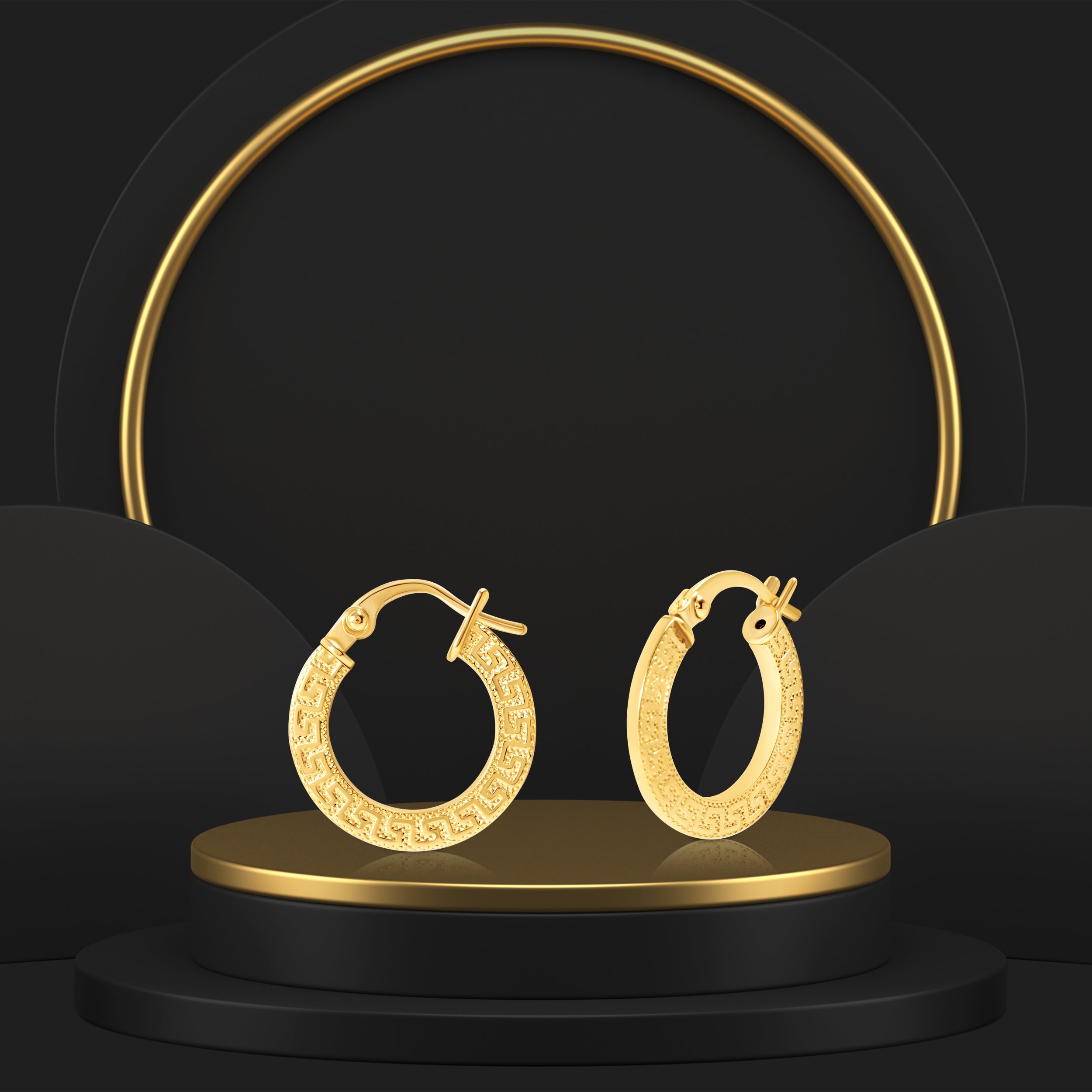 18K Pure Gold Round Loop Earring Set Talagold
