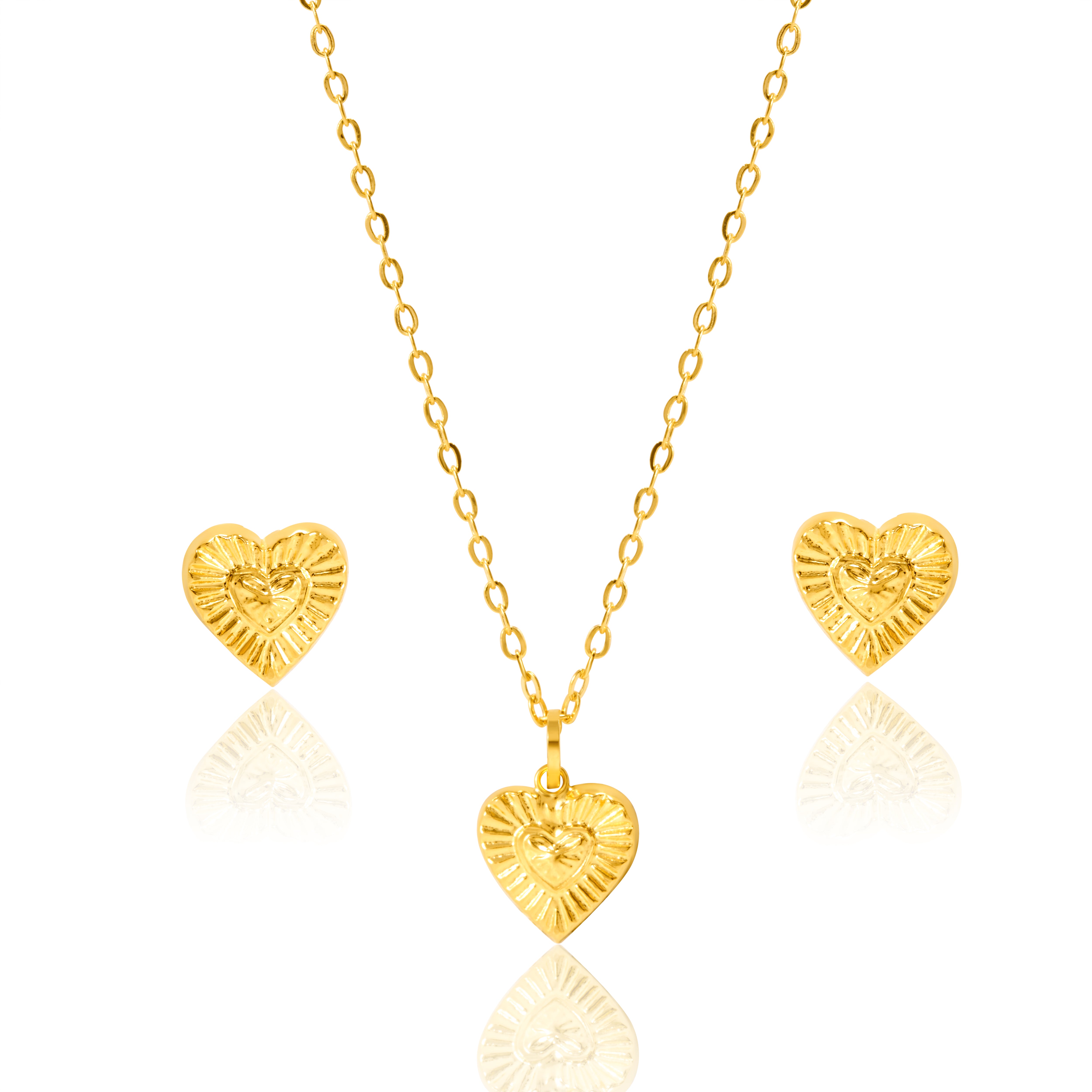 18K Pure Gold Heart Jewelry Set Talagold