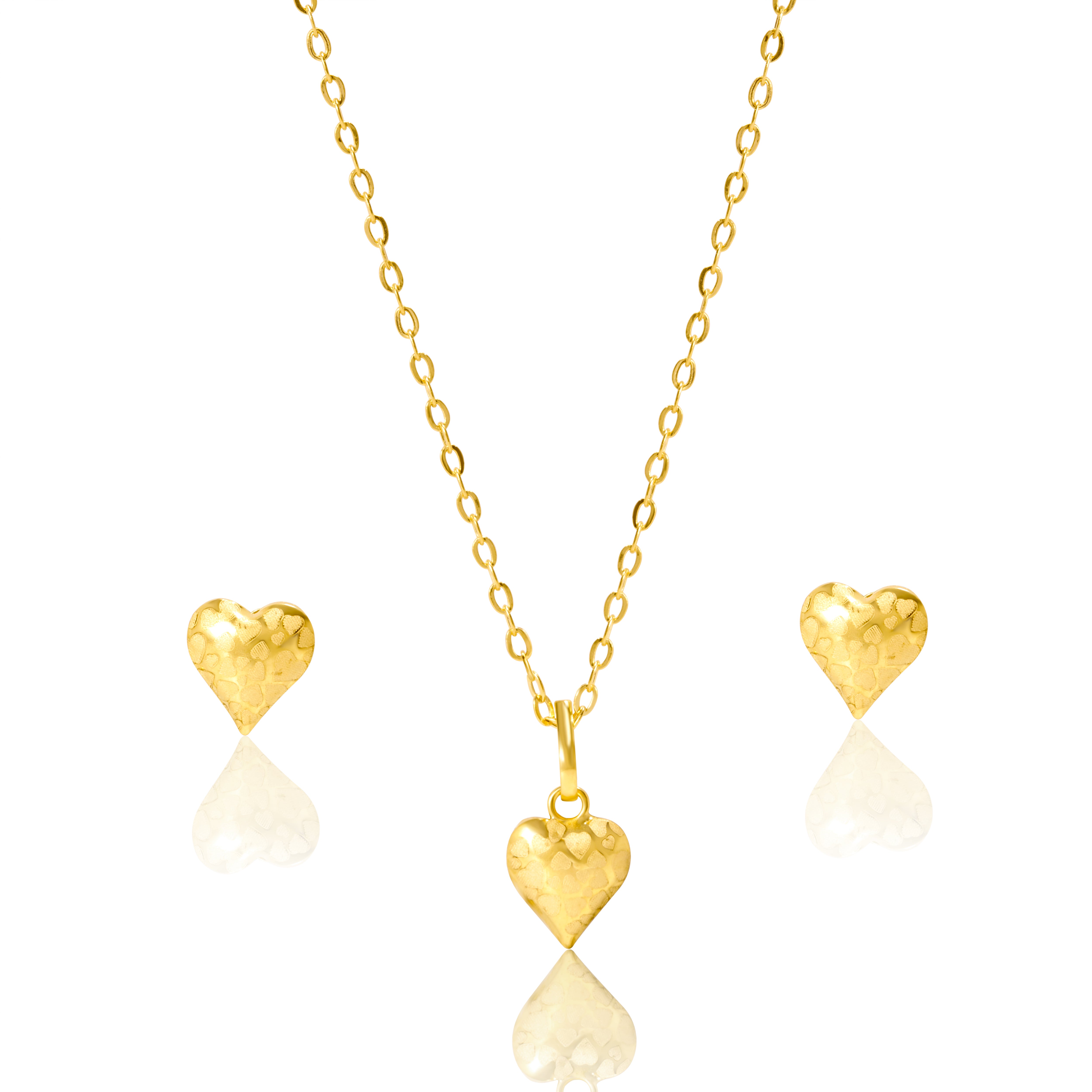 18K Pure Gold Heart Jewelry Set Talagold