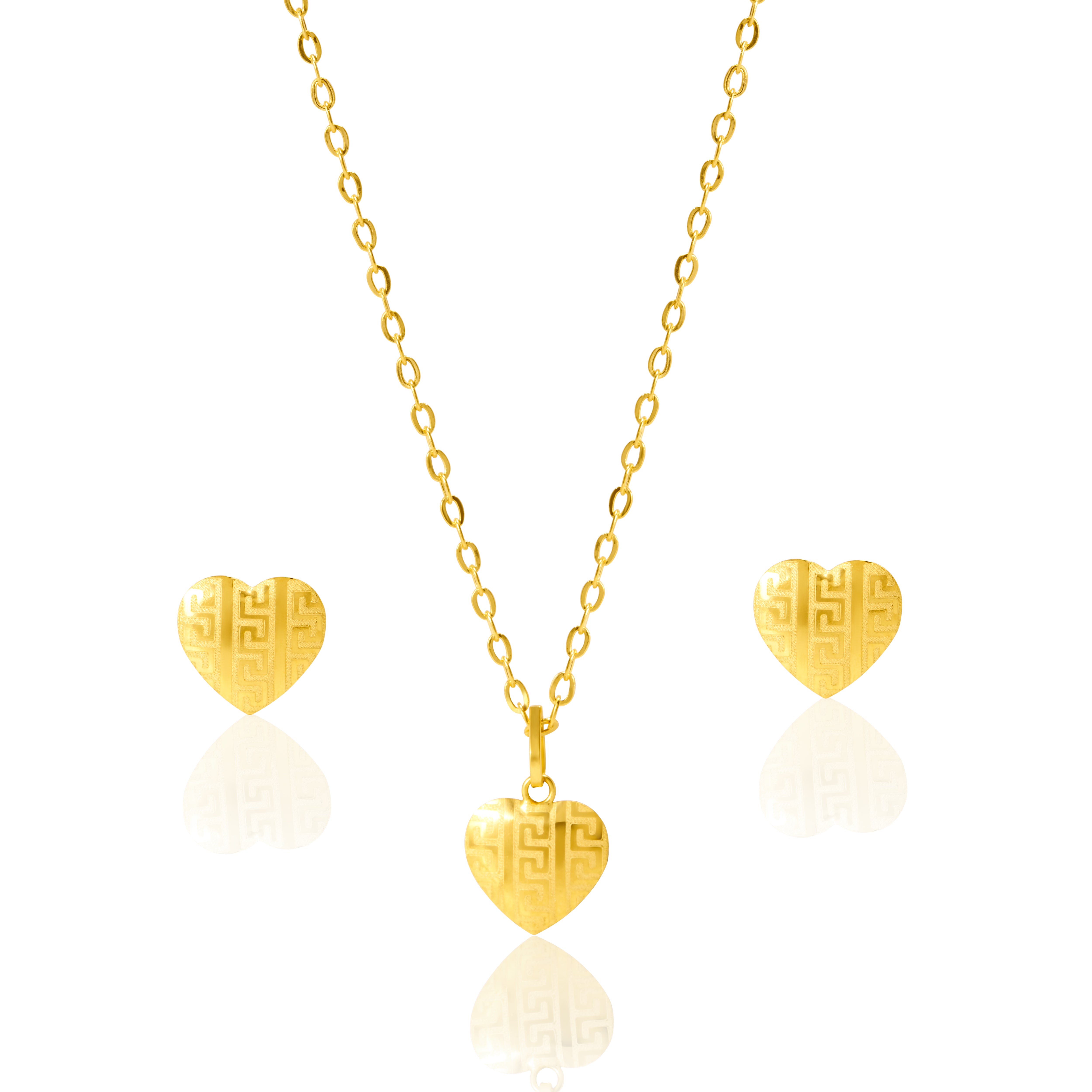 18K Pure Gold Heart Jewelry Set Talagold