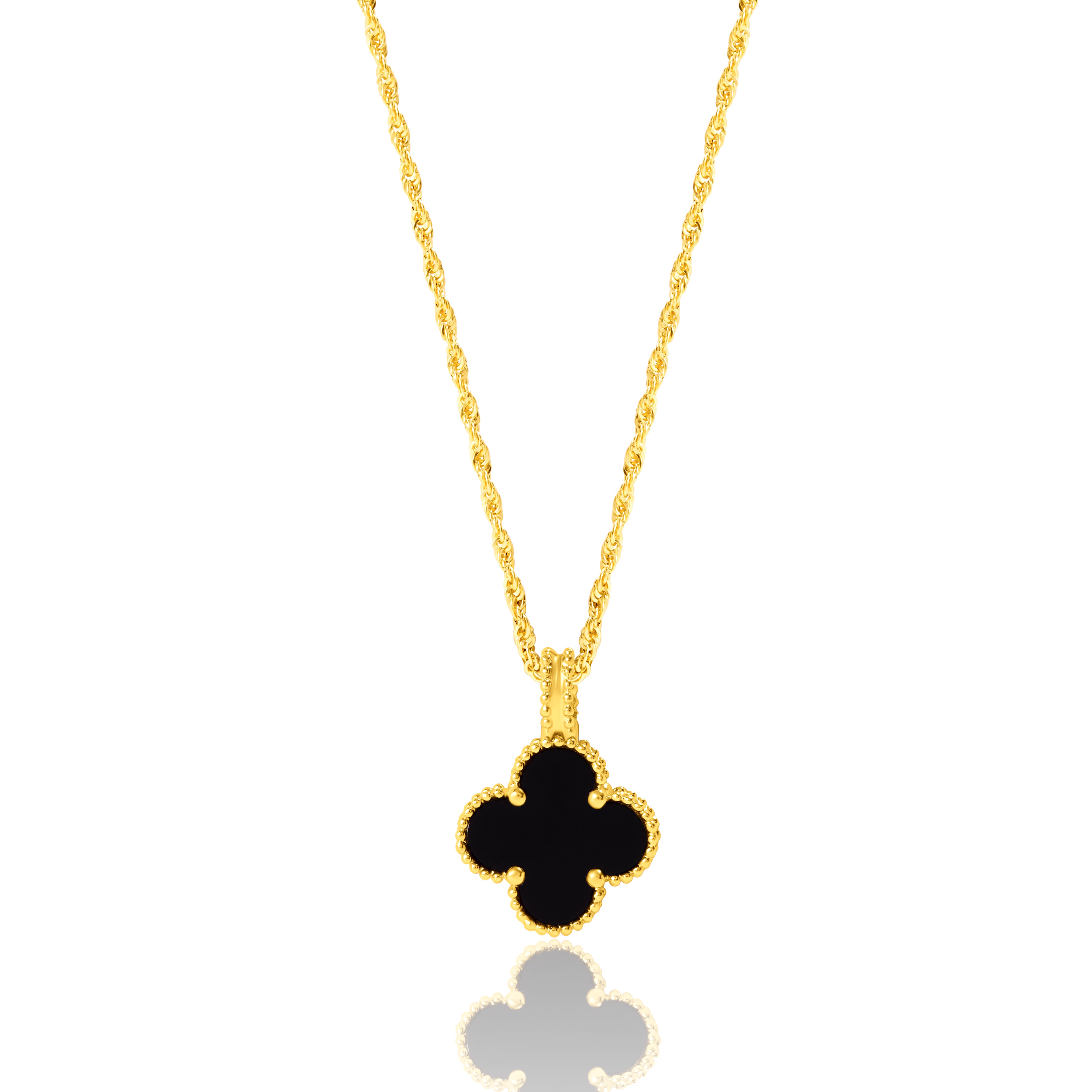 18K Pure Gold V.C Black Necklace Talagold