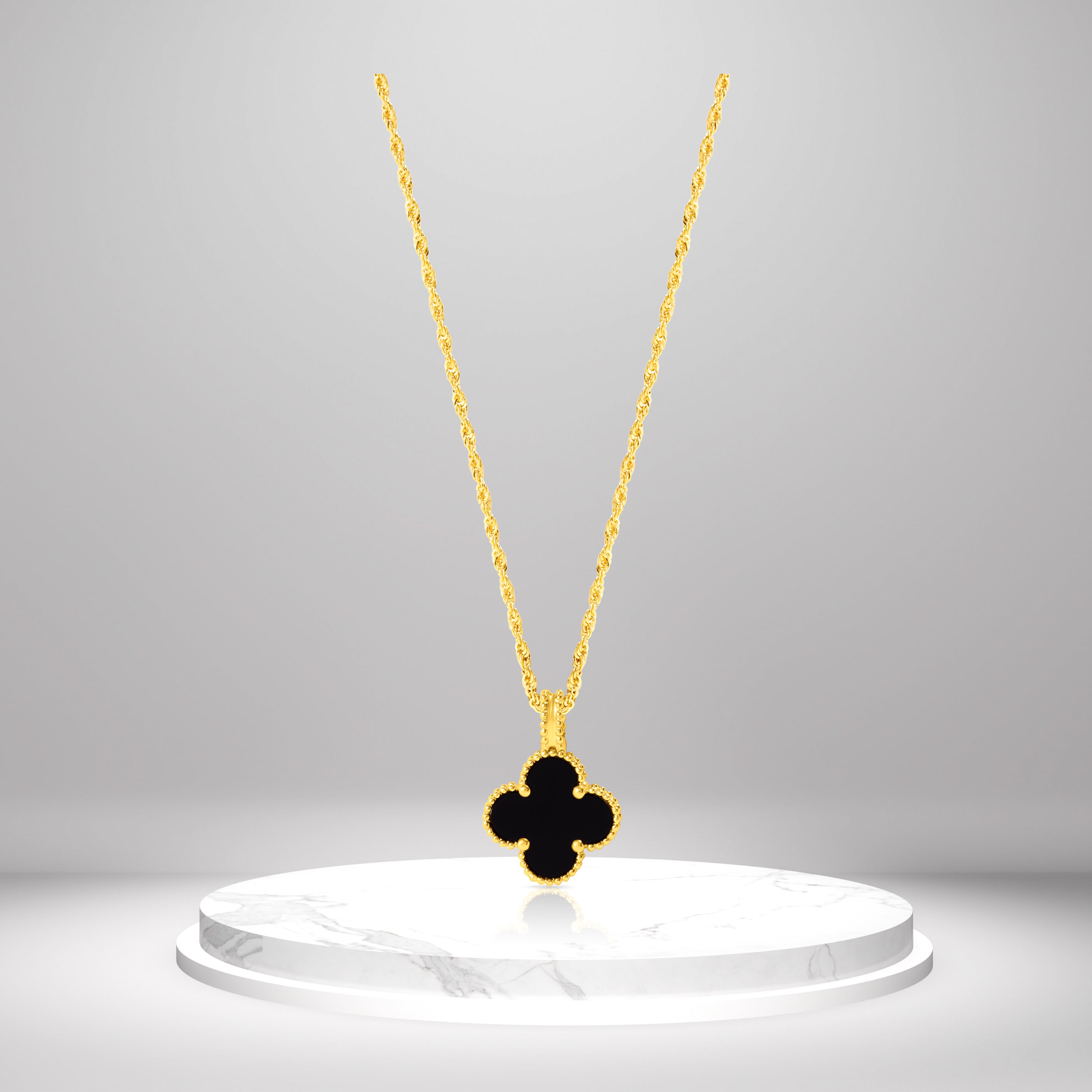 18K Pure Gold V.C Black Necklace Talagold