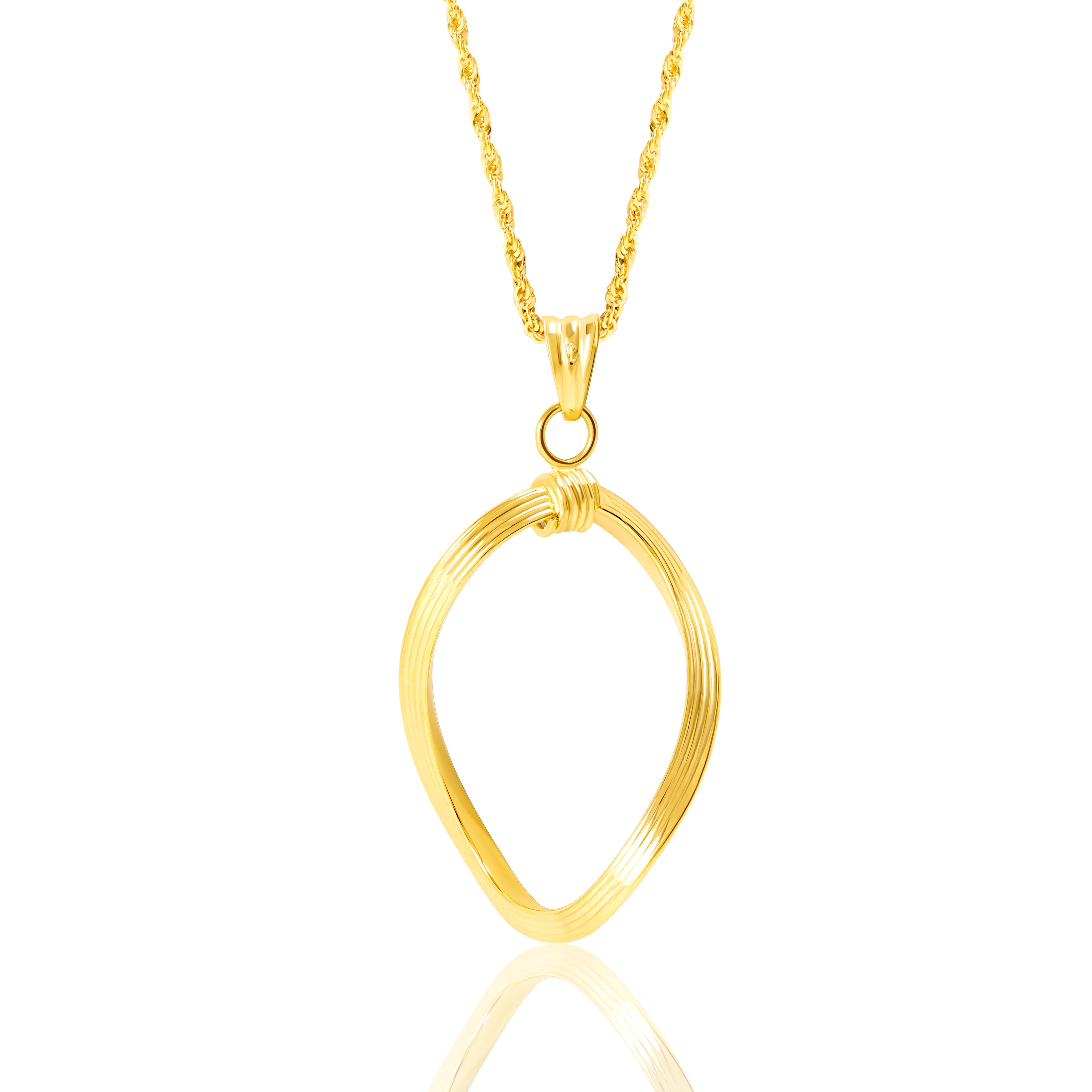 18K Pure Gold Twisted Oval Necklace Talagold